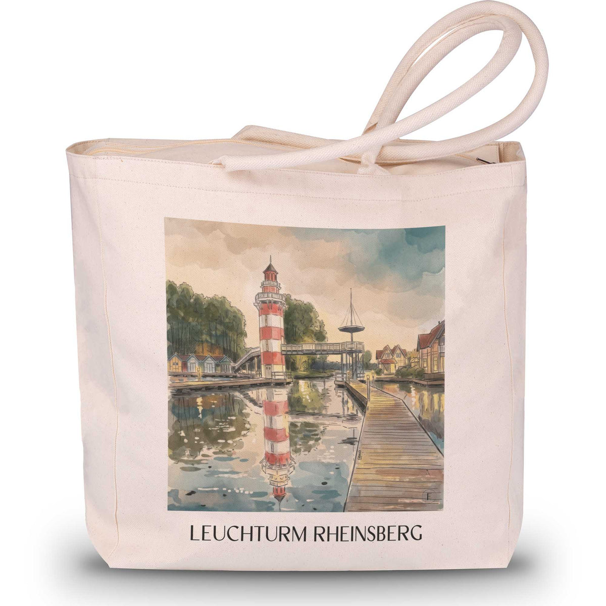 leuchturm-rheinsberg-brandenburg-deutschland-einkaufstasche-aquarell