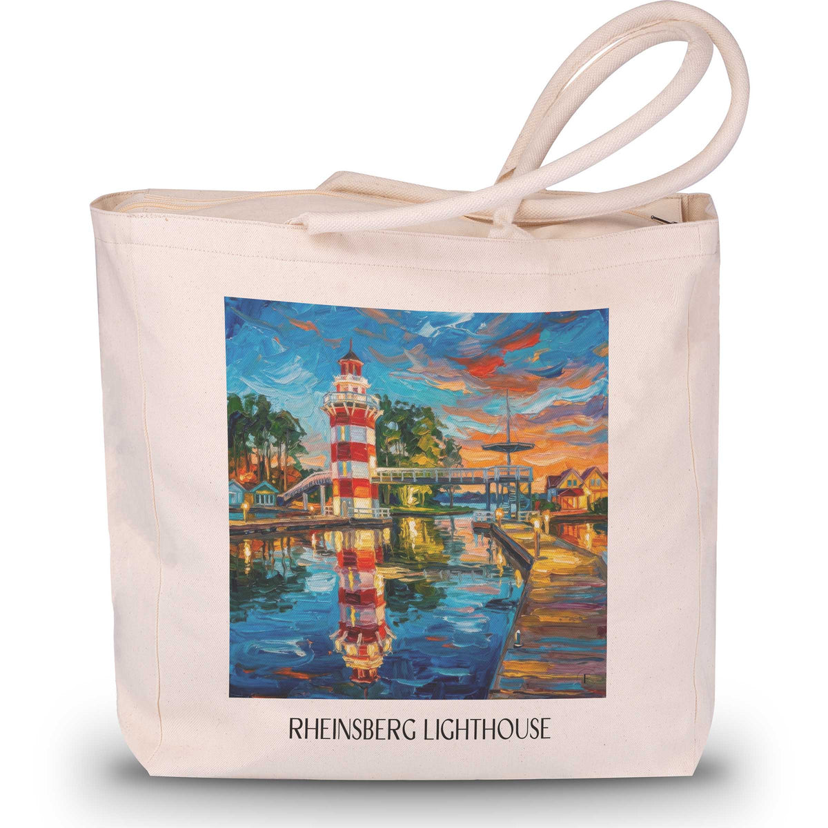Leuchturm Rheinsberg Shopping Tasche - Brandenburg - Deutschland Tote Bag - Einkaufstasche im Ölgemälde Stil - favplace