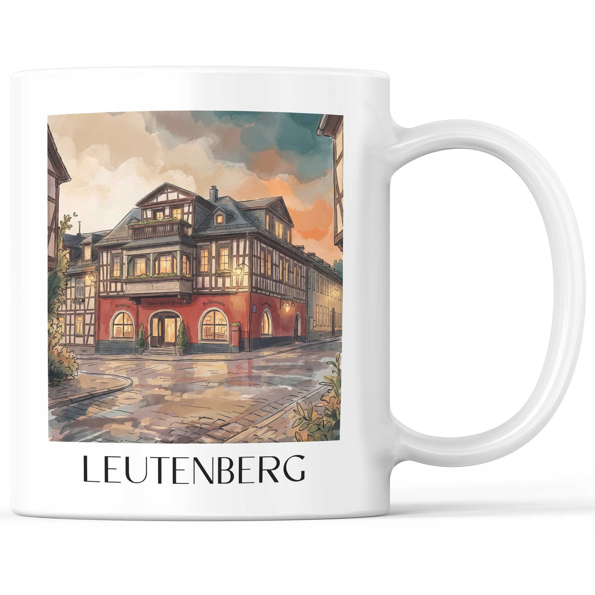 Leutenberg Kaffeebecher - Thüringen - Deutschland Becher - Kaffeetasse im Aquarell Stil
