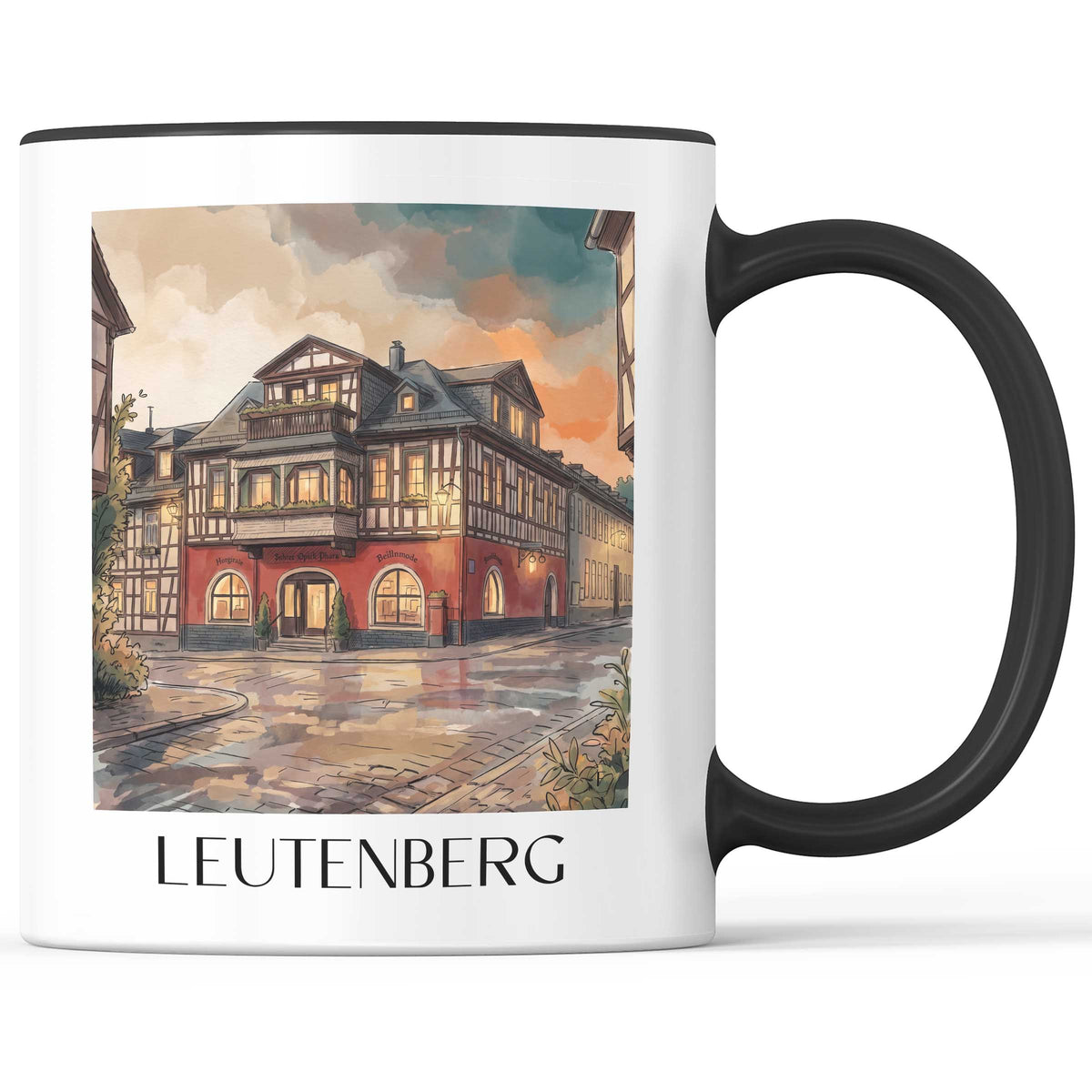 Leutenberg Kaffeebecher - Thüringen - Deutschland Becher - Kaffeetasse im Aquarell Stil