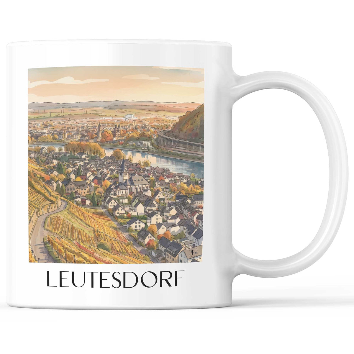 Leutesdorf Kaffeebecher - Mittelrhein - Deutschland Becher - Kaffeetasse im Aquarell Stil - favplace