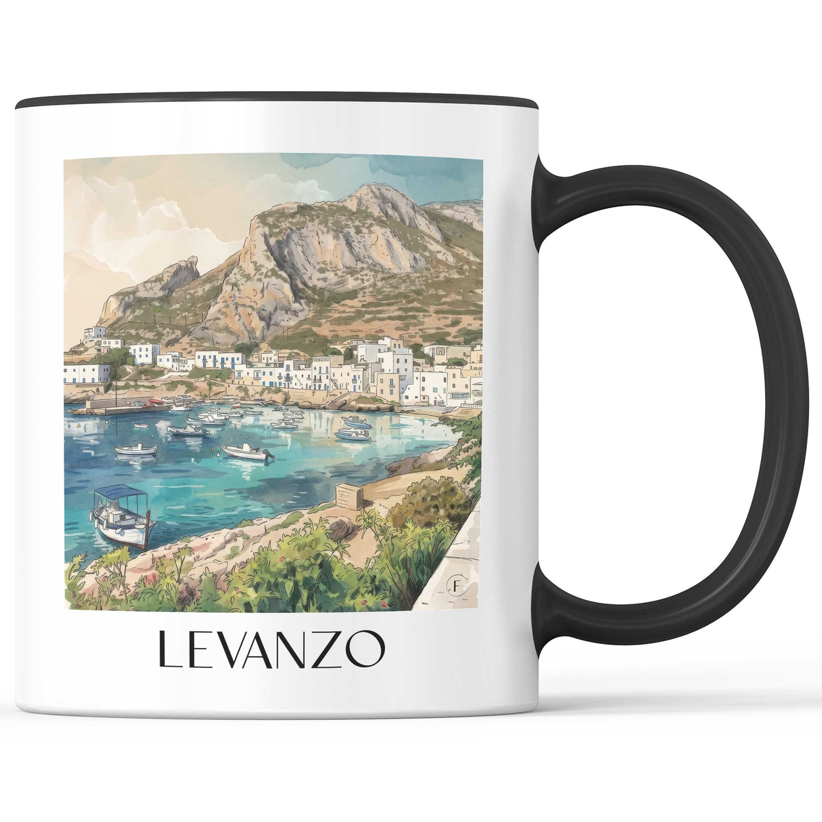 Levanzo Kaffeebecher - Trapani - Italien Becher - Kaffeetasse im Aquarell Stil - favplace