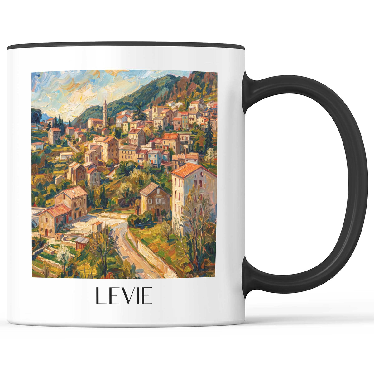 Levie Kaffeebecher - Alta Rocca - Frankreich Becher - Kaffeetasse im Ölgemälde Stil - favplace