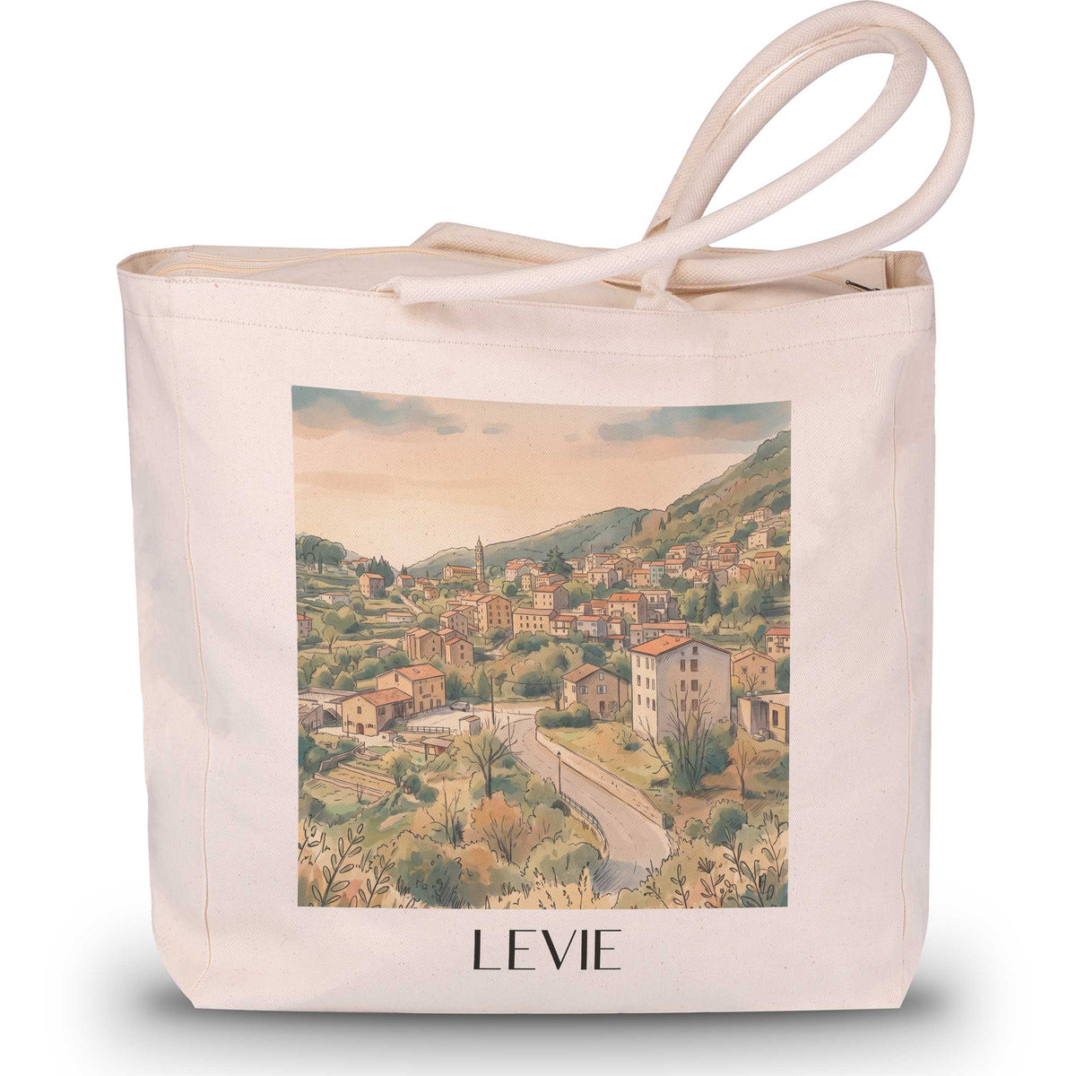 levie-alta-rocca-frankreich-einkaufstasche-aquarell