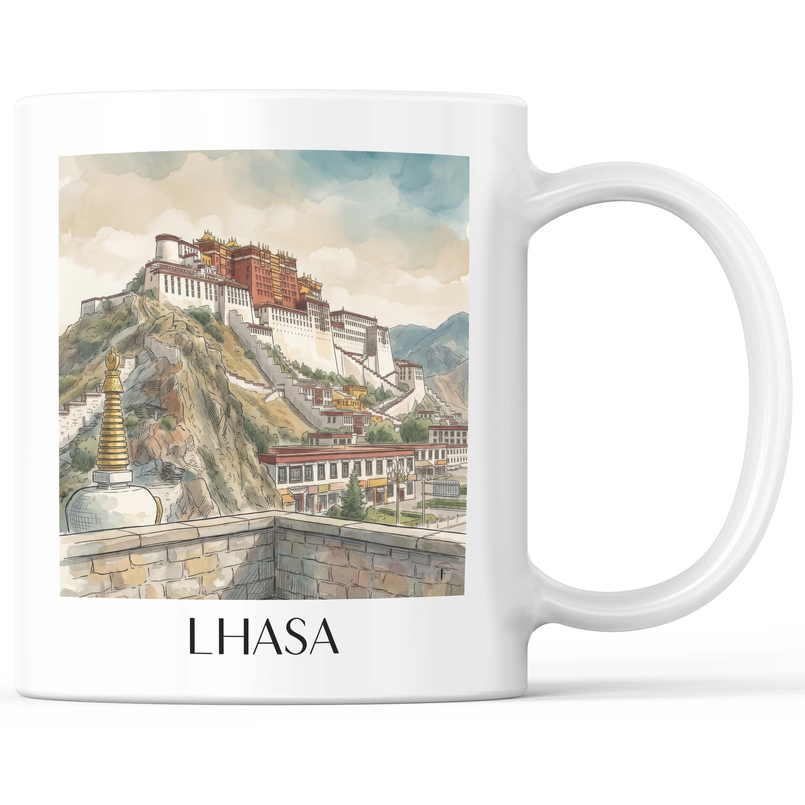 Lhasa - China Becher - Kaffeetasse im Aquarell Stil - favplace