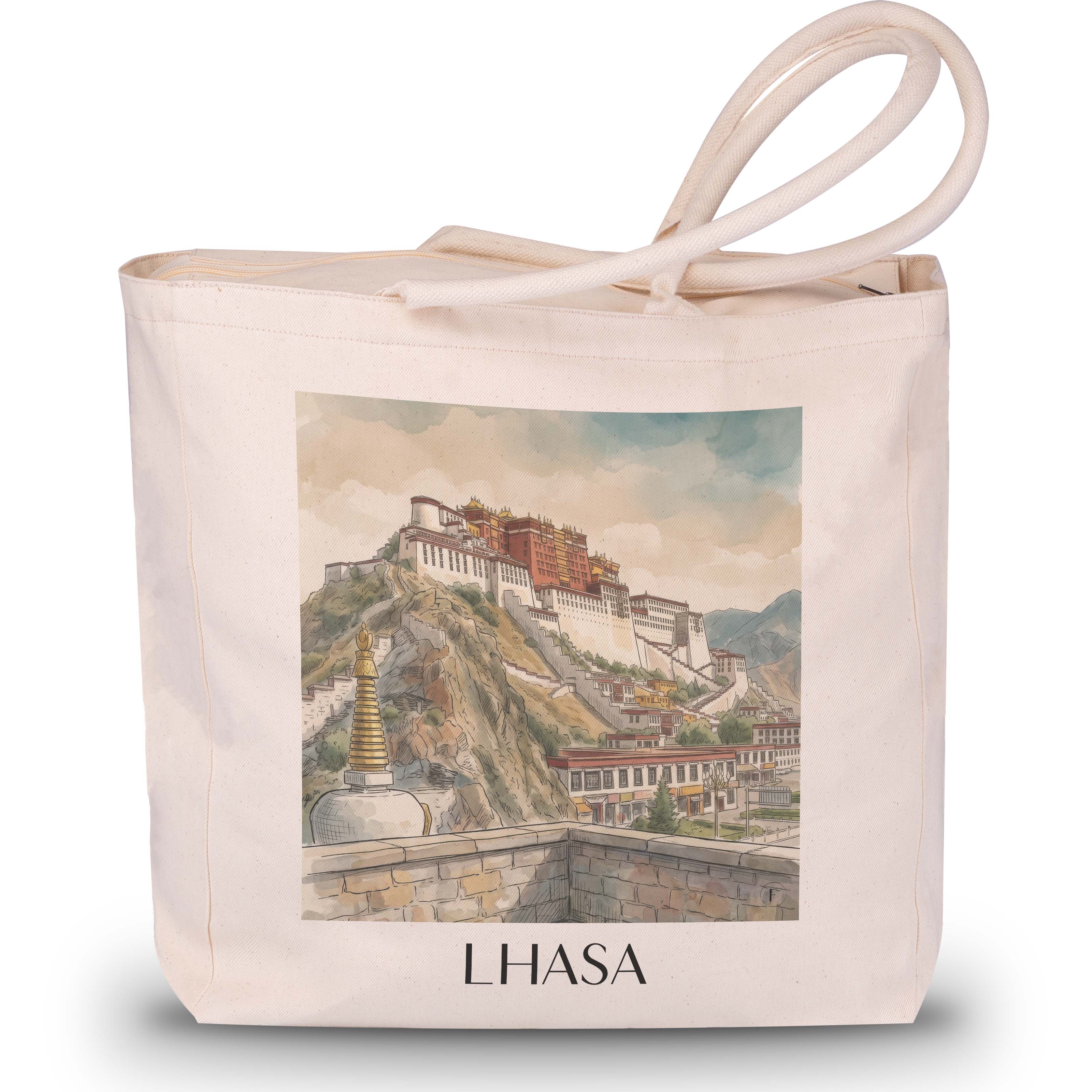 Lhasa - China Tote Bag - Einkaufstasche im Aquarell Stil - favplace