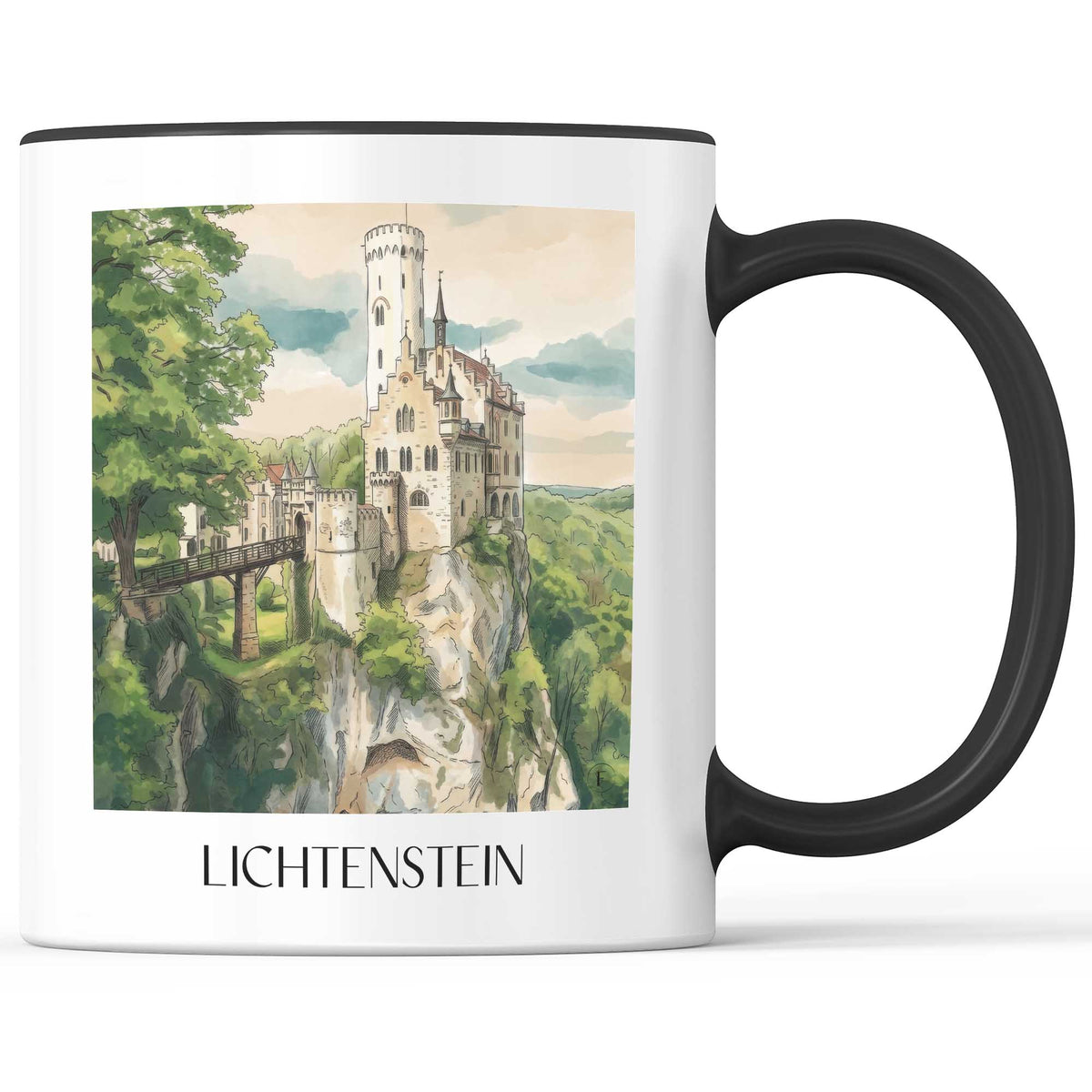 lichtenstein-schwäbische-alb-deutschland-kaffeebecher-aquarell
