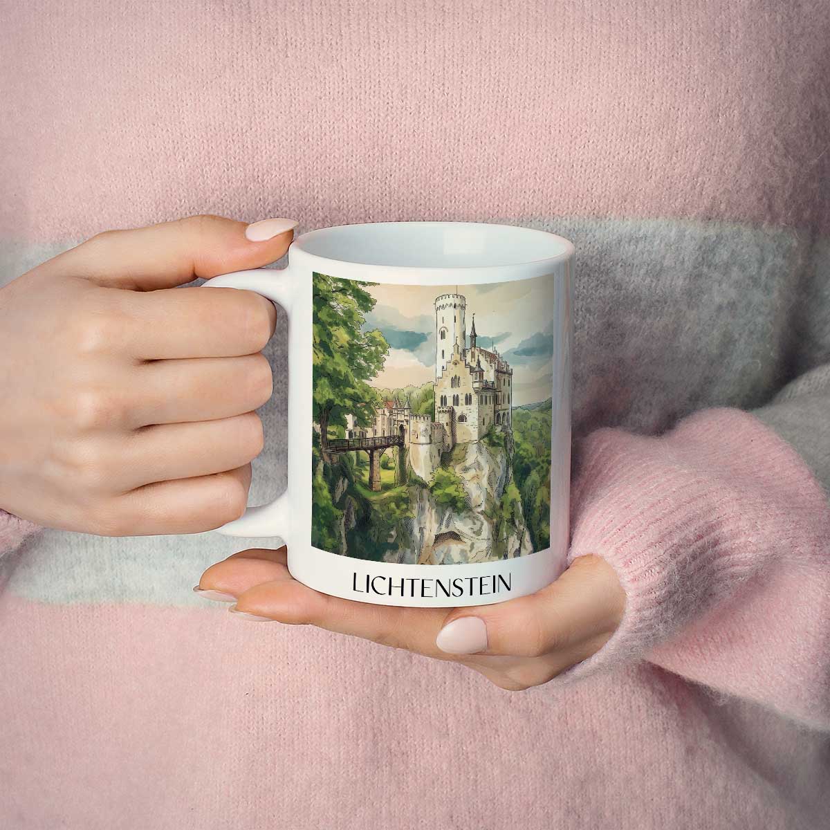 lichtenstein-schwäbische-alb-deutschland-kaffeebecher-aquarell