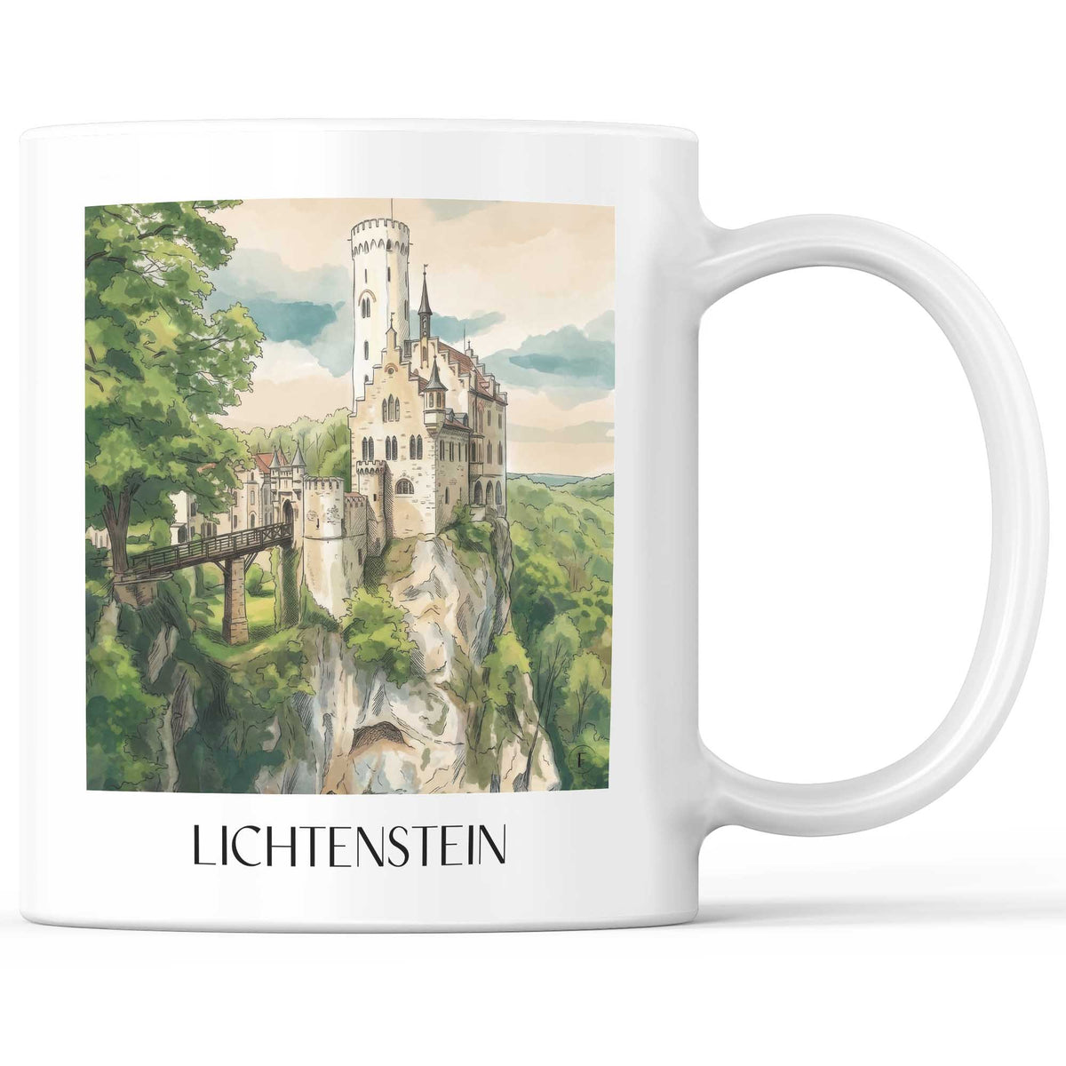 Lichtenstein Kaffeebecher - Schwäbische Alb - Deutschland Becher - Kaffeetasse im Aquarell Stil - favplace