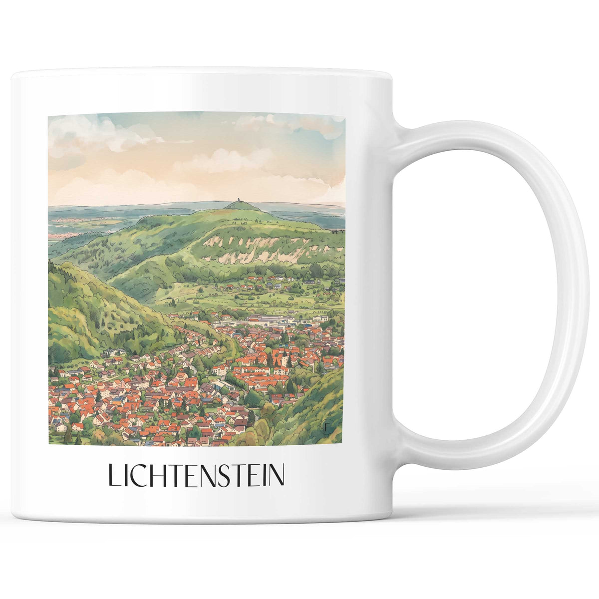 Lichtenstein Kaffeebecher - Schwäbische Alb - Deutschland Becher - Kaffeetasse im Aquarell Stil - favplace
