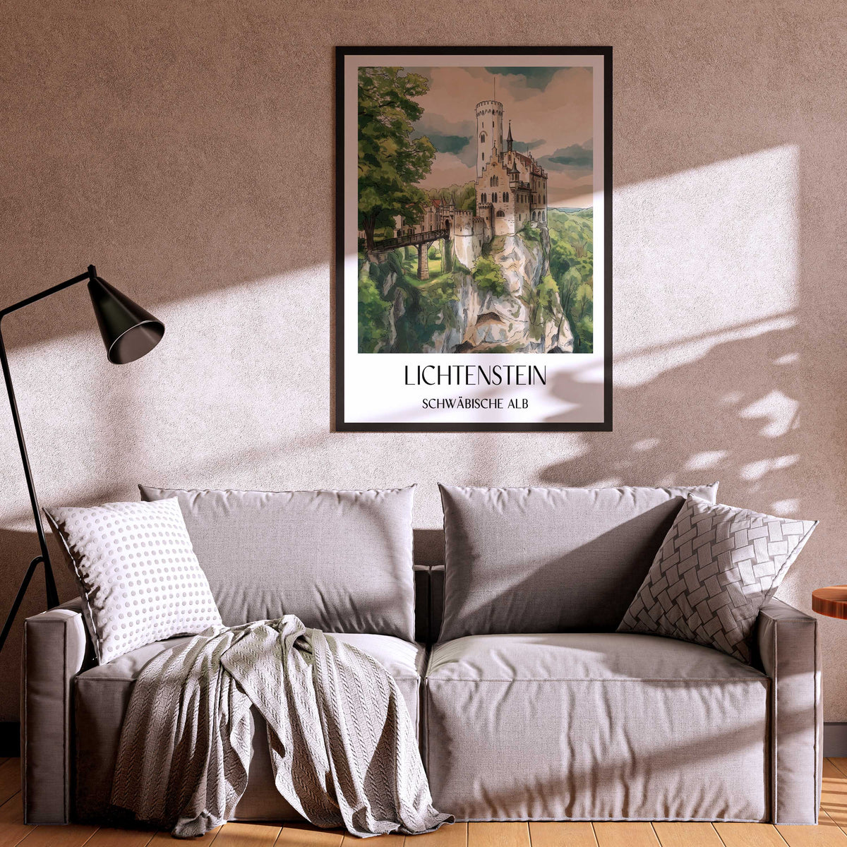lichtenstein-schwäbische-alb-deutschland-poster-aquarell