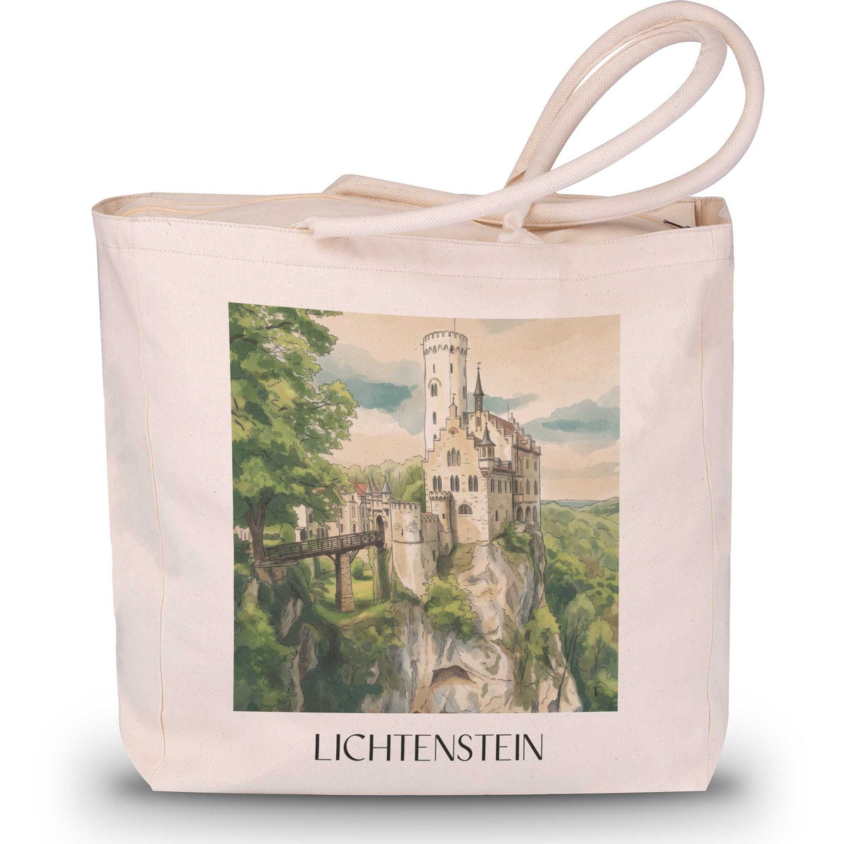 lichtenstein-schwäbische-alb-deutschland-einkaufstasche-aquarell