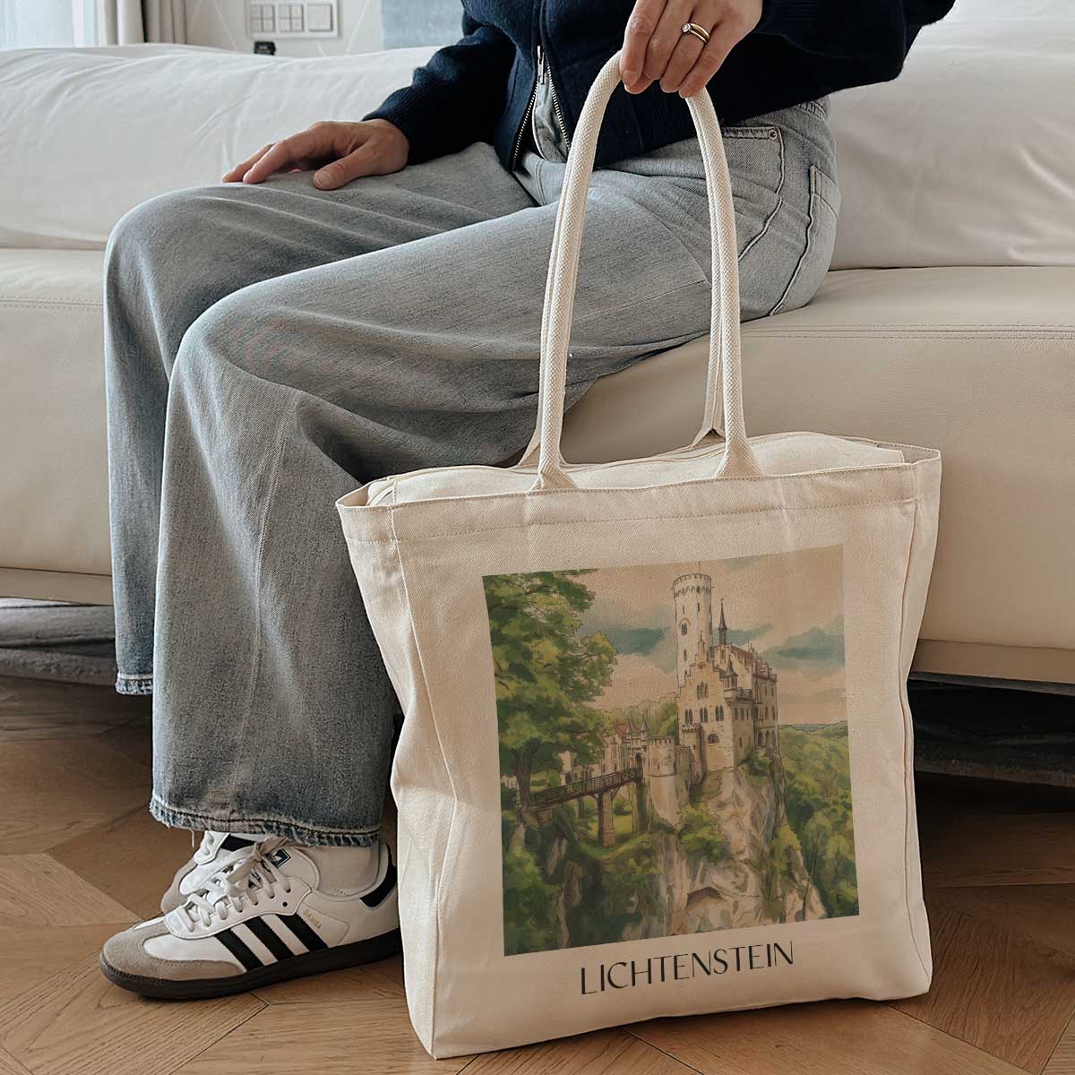 lichtenstein-schwäbische-alb-deutschland-einkaufstasche-aquarell