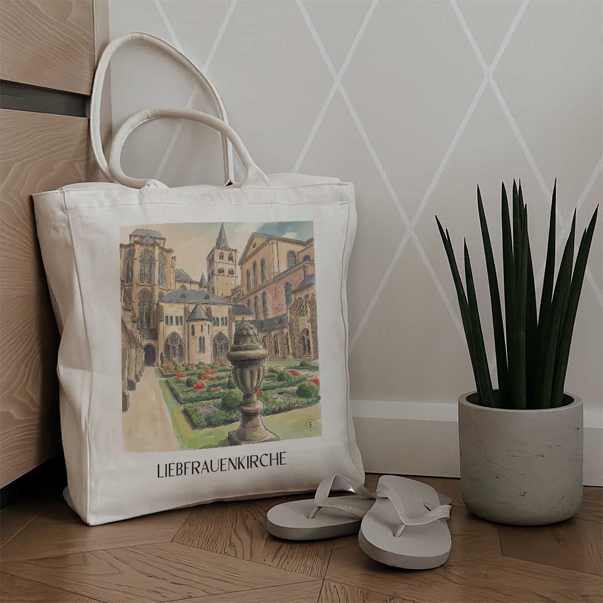 liebfrauenkirche-trier-deutschland-einkaufstasche-aquarell