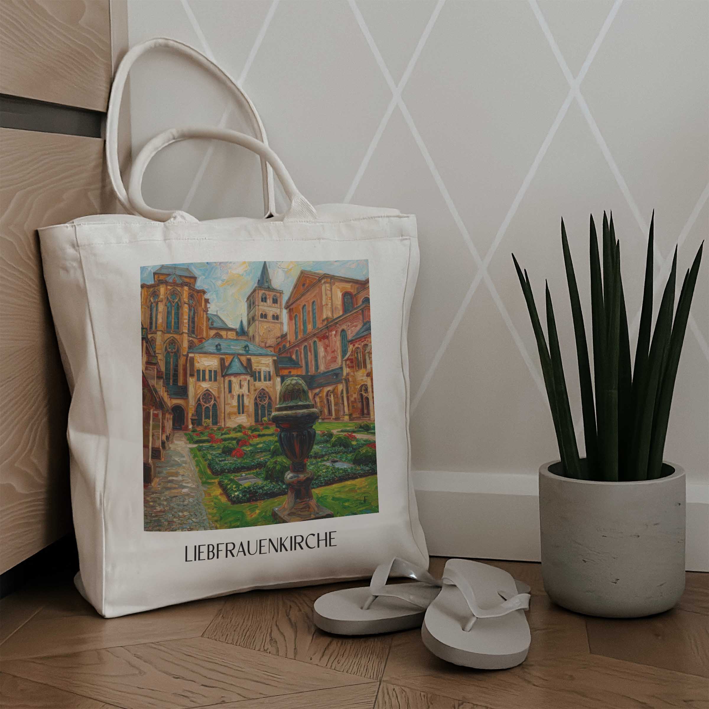 liebfrauenkirche-trier-deutschland-einkaufstasche-oil-painting-oelgemaelde