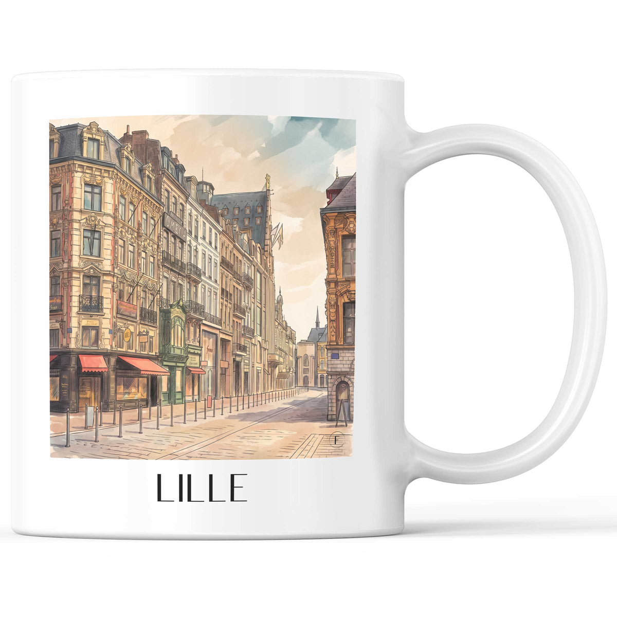 Lille Kaffeebecher - Hauts-de-France - Frankreich Becher - Kaffeetasse im Aquarell Stil