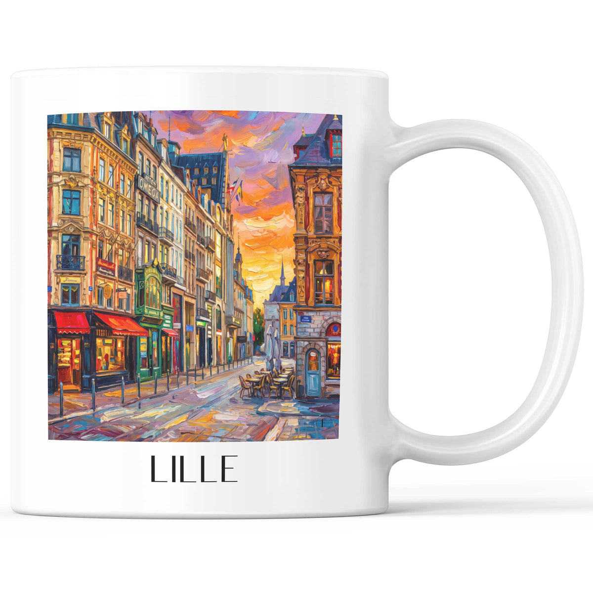 Lille Kaffeebecher - Hauts-de-France - Frankreich Becher - Kaffeetasse im Ölgemälde Stil