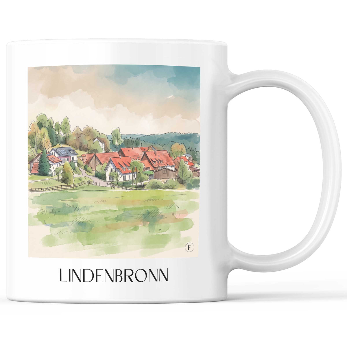 lindenbronn-schwäbische-alb-deutschland-kaffeebecher-aquarell