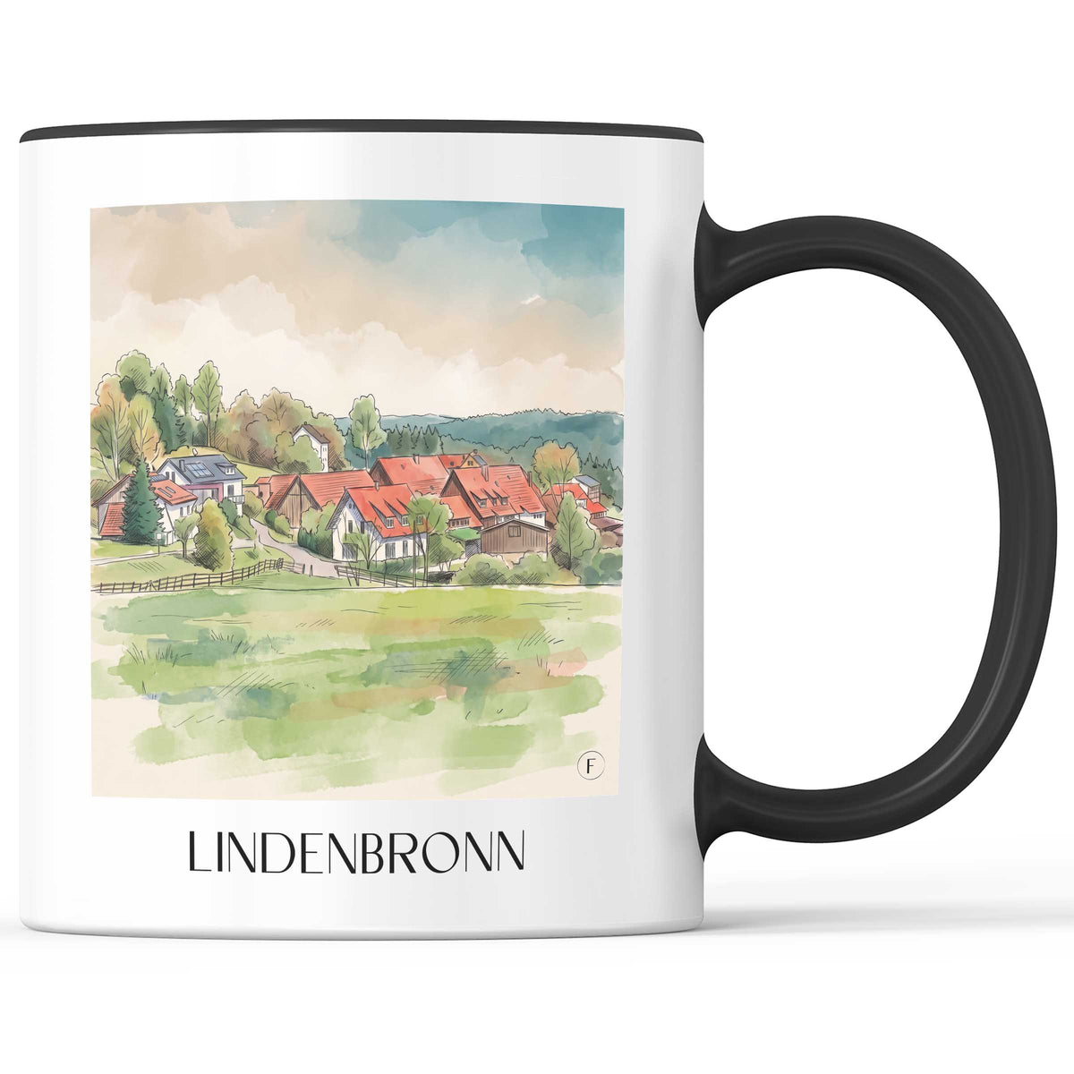 Lindenbronn Kaffeebecher - Schwäbische Alb - Deutschland Becher - Kaffeetasse im Aquarell Stil - favplace
