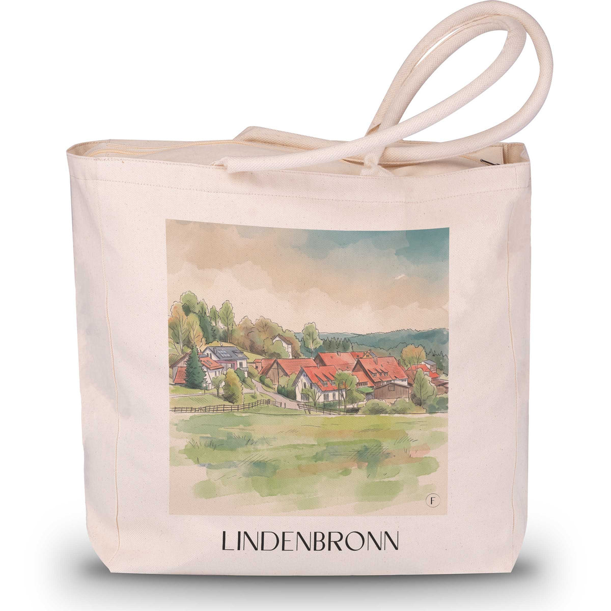 lindenbronn-schwäbische-alb-deutschland-einkaufstasche-aquarell