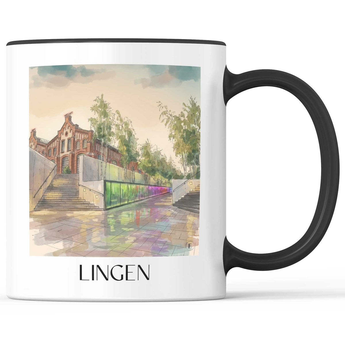 Lingen Kaffeebecher - Niedersachsen - Deutschland Becher - Kaffeetasse im Aquarell Stil - favplace