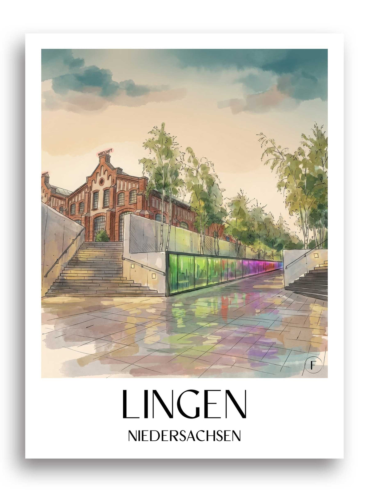 lingen-niedersachsen-deutschland-poster-aquarell
