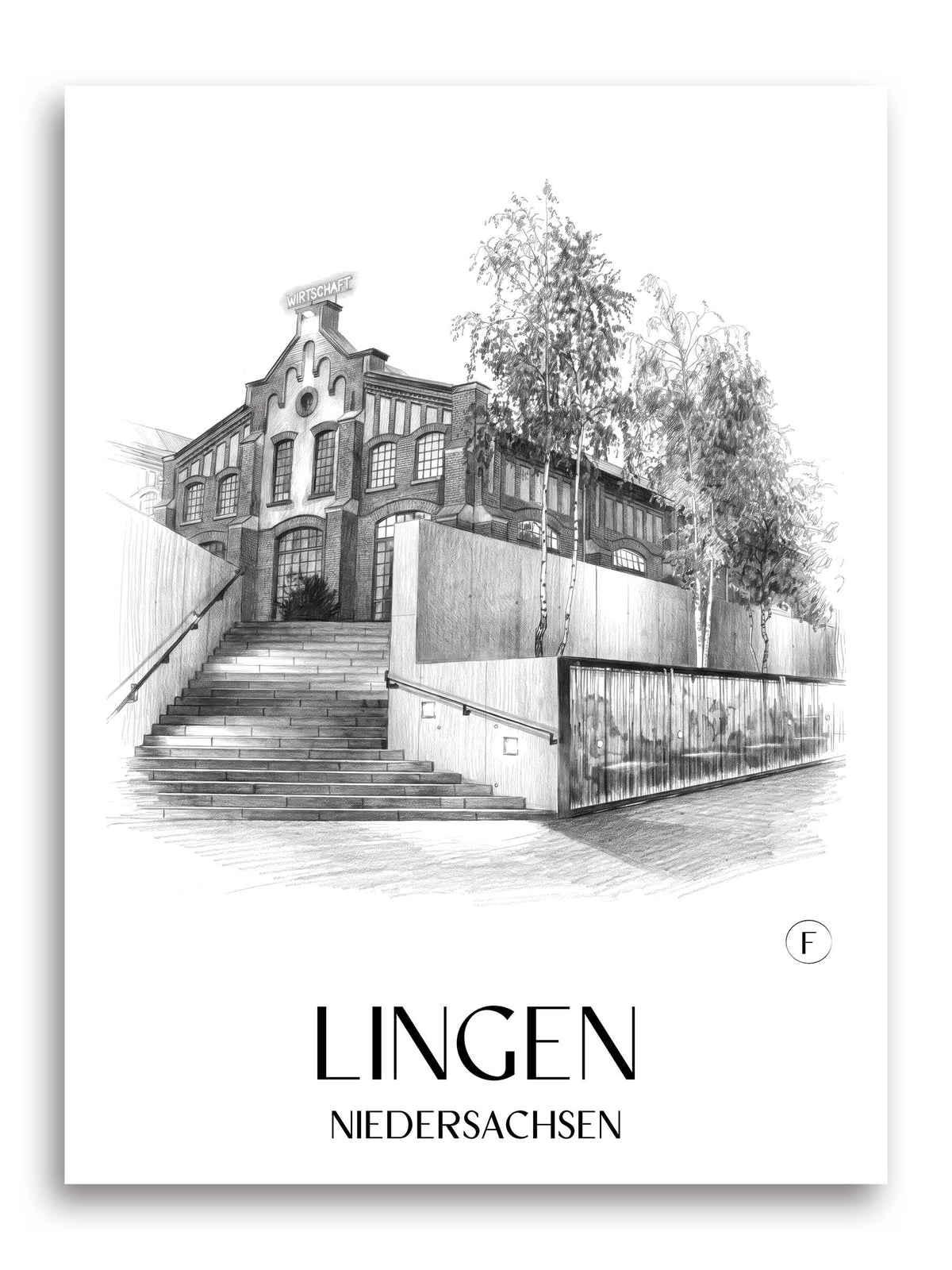 lingen-niedersachsen-deutschland-poster-bleistift-zeichnung-drawing