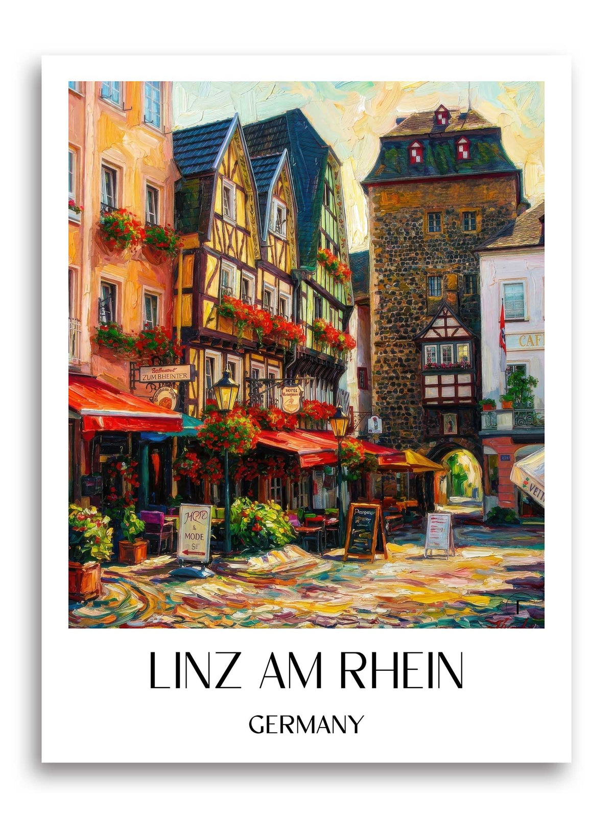 Linz am Rhein Poster - Mittelrhein - Deutschland Kunstdruck - Ölgemälde von A4 bis A1 - favplace