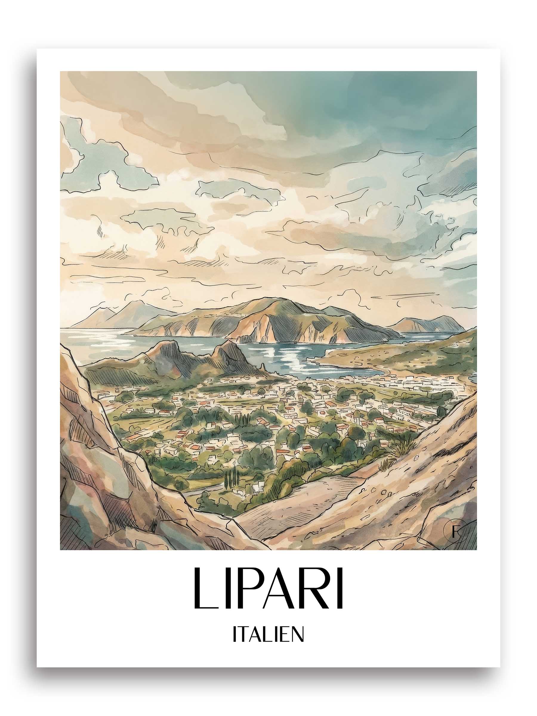 lipari-italien-italien-poster-aquarell