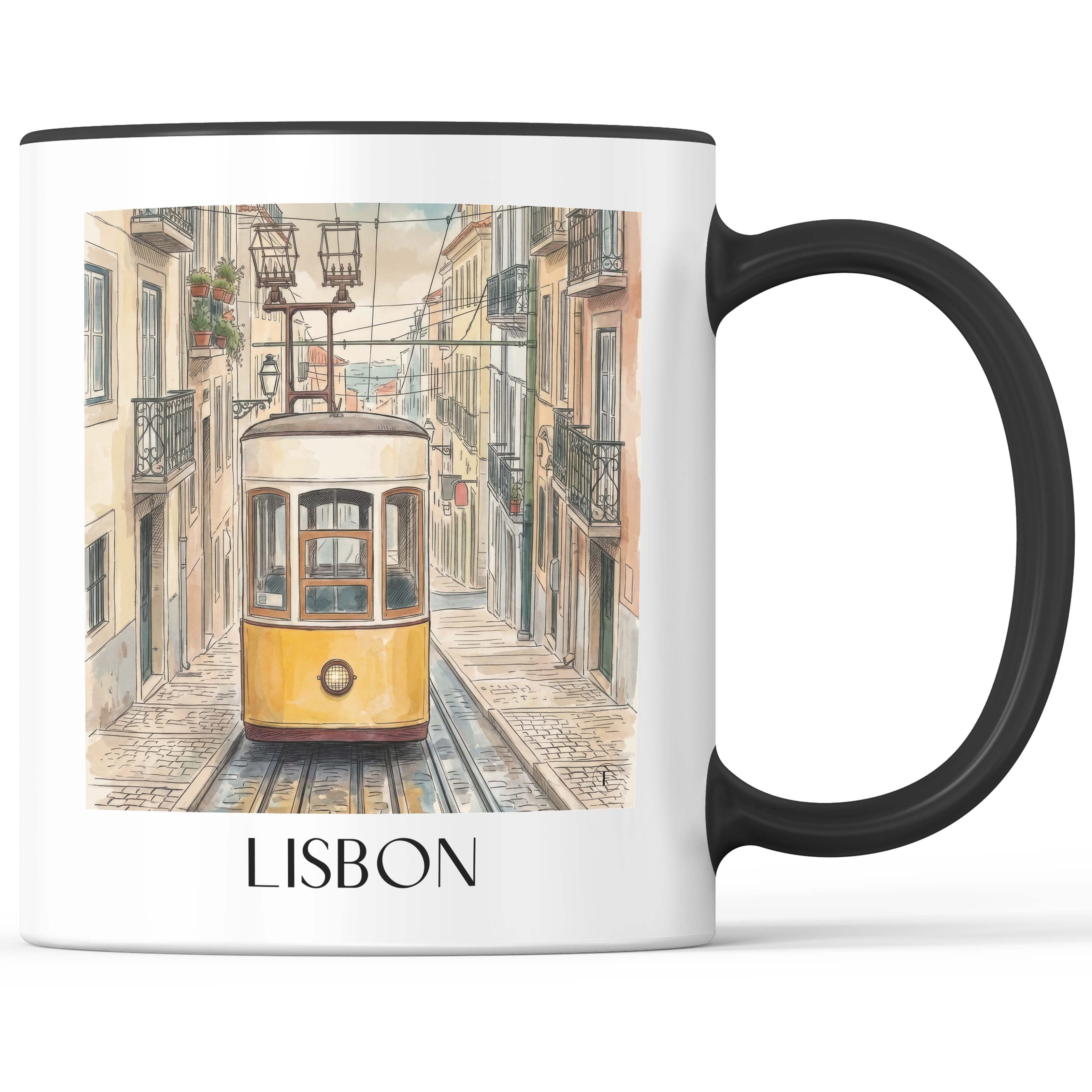 Lissabon - Portugal Becher - Kaffeetasse im Aquarell Stil - favplace