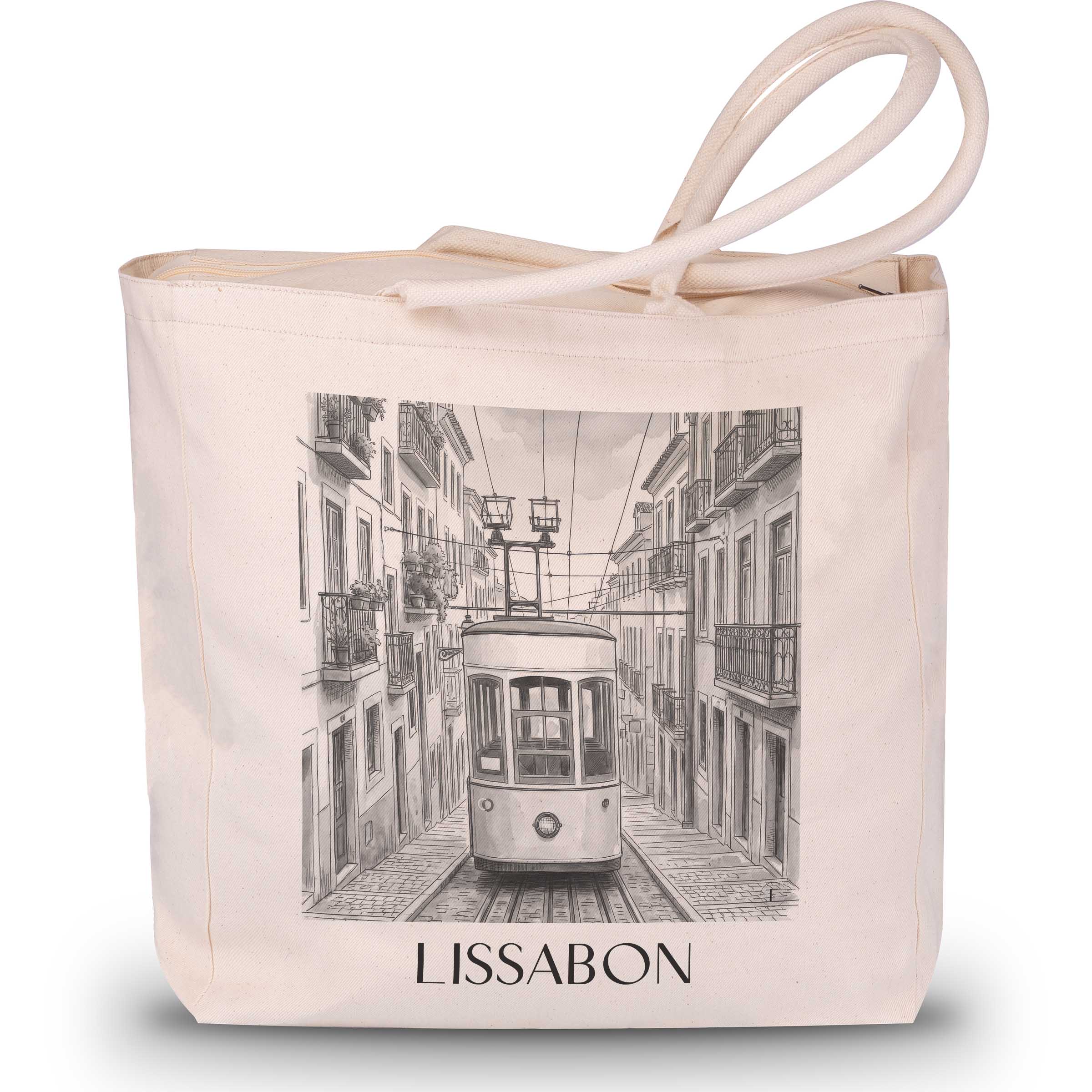 lissabon-portugal-einkaufstasche-aquarell-schwarz-weiss