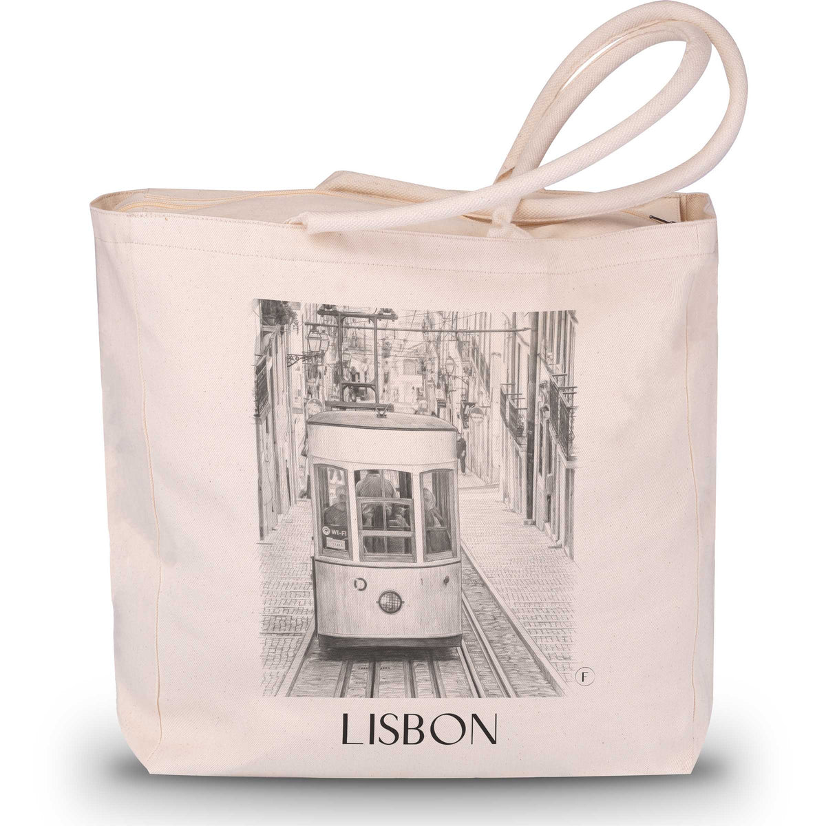 Lissabon - Portugal Tote Bag - Einkaufstasche im Zeichnung Stil - favplace