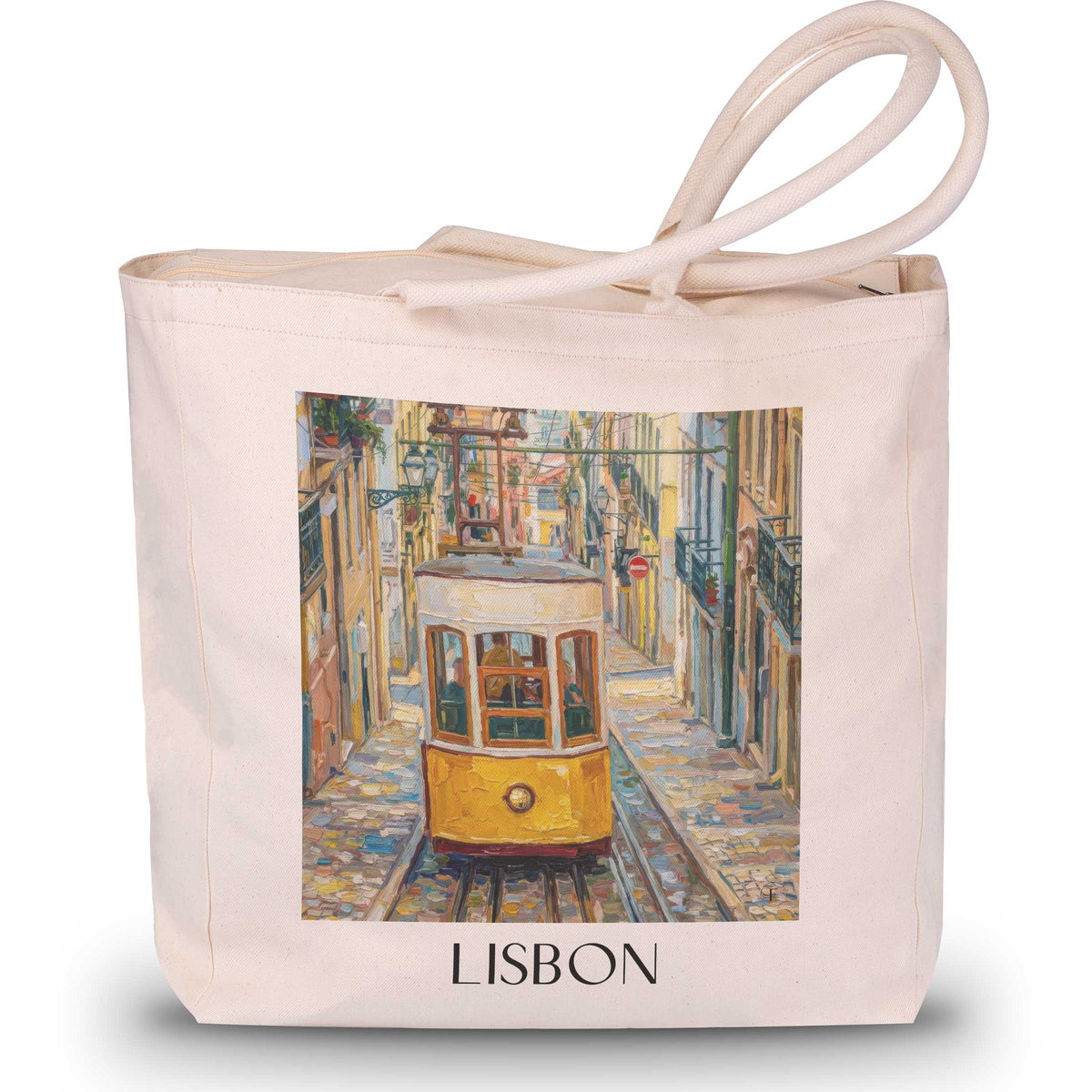 Lissabon - Portugal Tote Bag - Einkaufstasche im Ölgemälde Stil - favplace