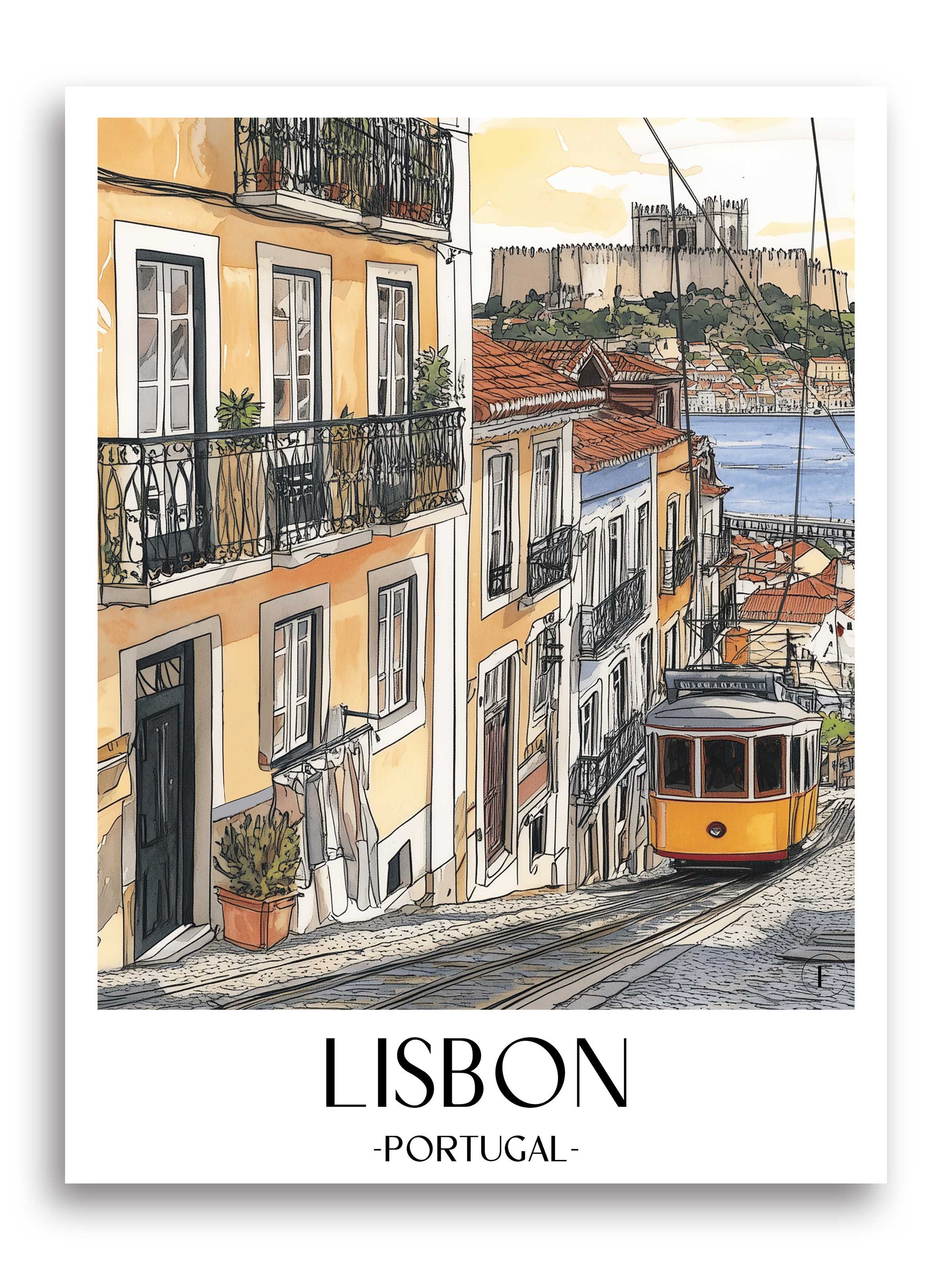 Lissabon Poster - Portugal Kunstdruck - Aquarell von A4 bis A1 - favplace