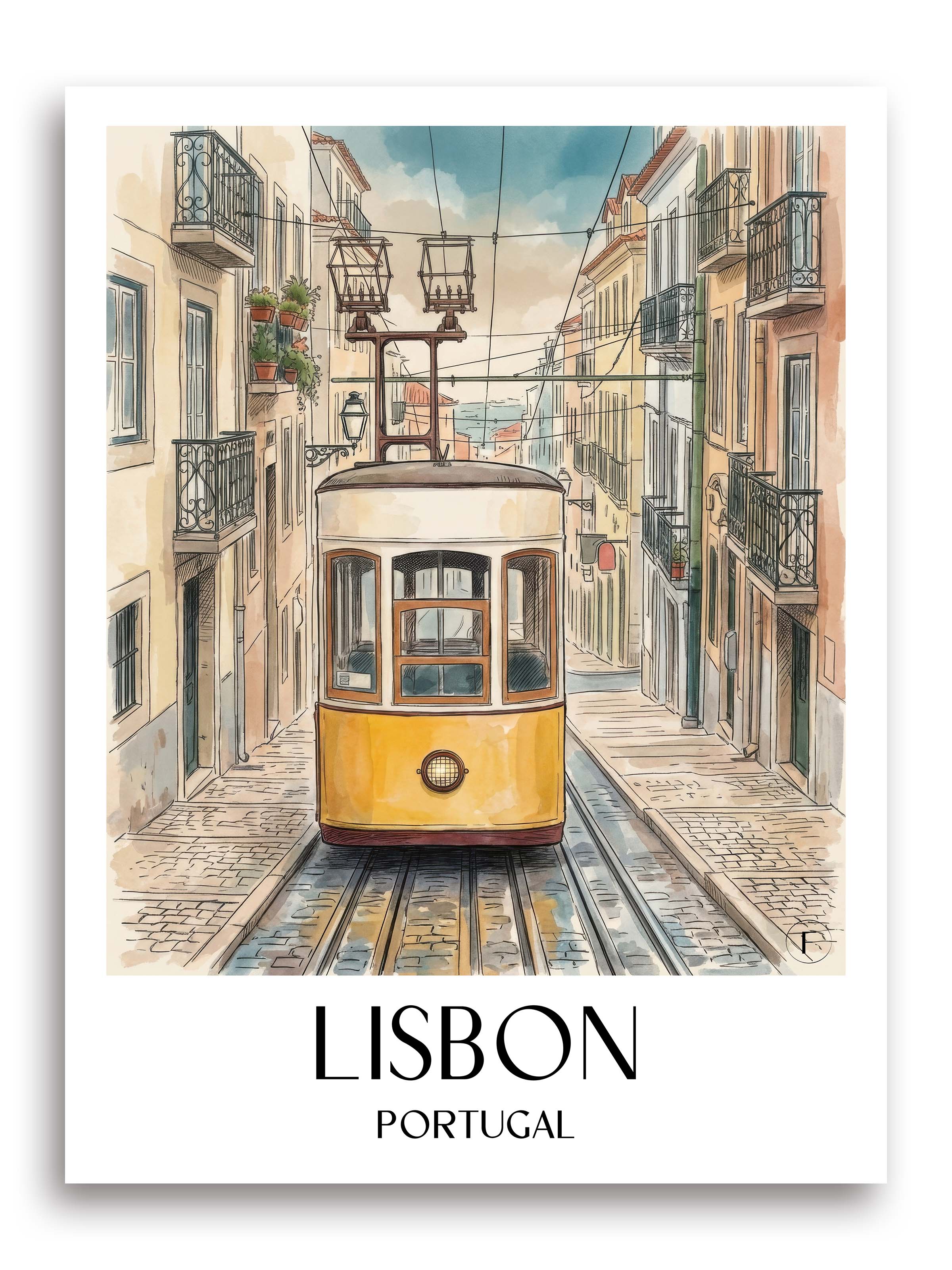 Lissabon Poster - Portugal Kunstdruck - Aquarell von A4 bis A1 - favplace