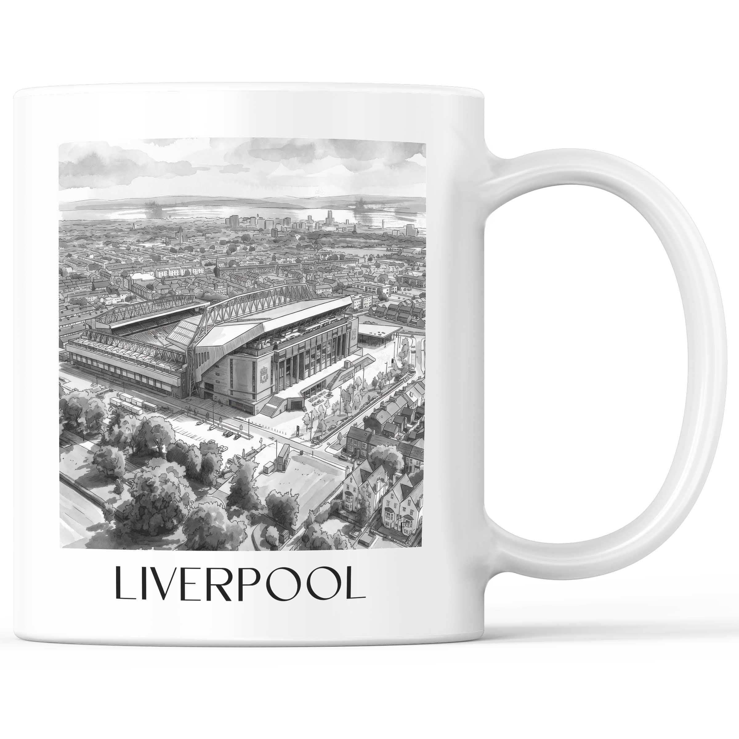 Liverpool - England Becher - Kaffeetasse im Aquarell Schwarz-Weiß Stil - favplace
