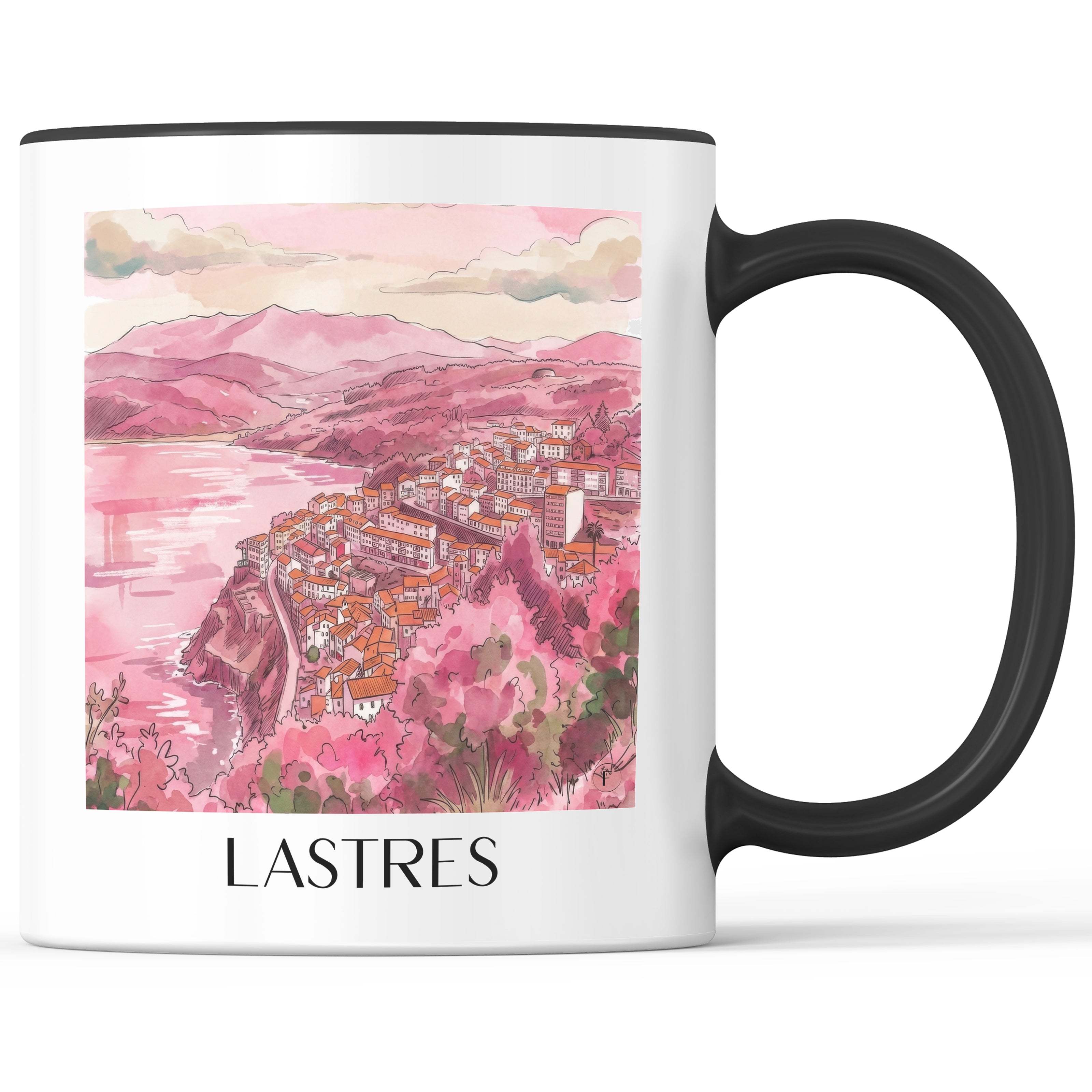 Llastres Kaffeebecher - Spanien - Spanien Becher - Kaffeetasse im Aquarell Pink Stil - favplace