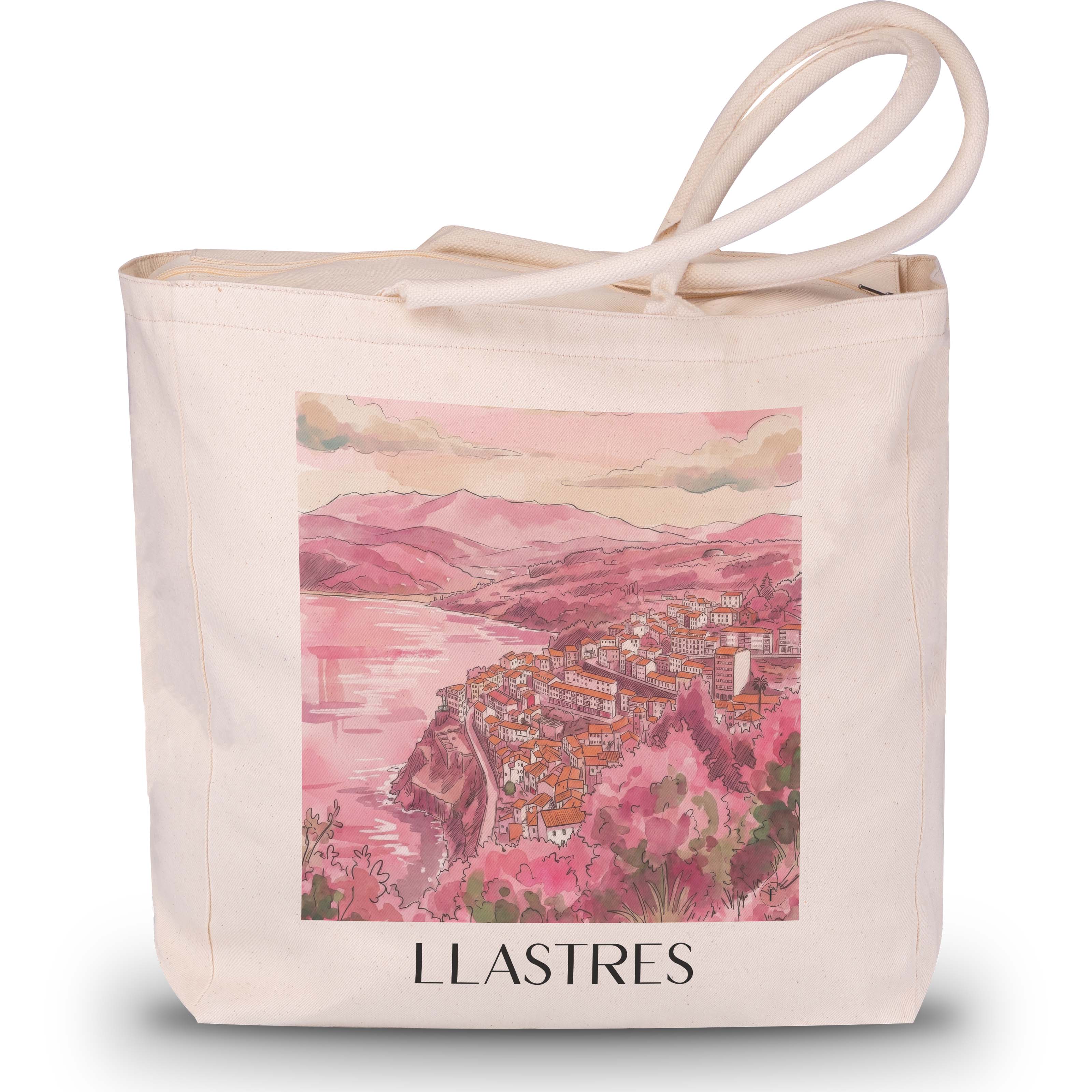 llastres-spanien-spanien-einkaufstasche-aquarell-pink-rosa