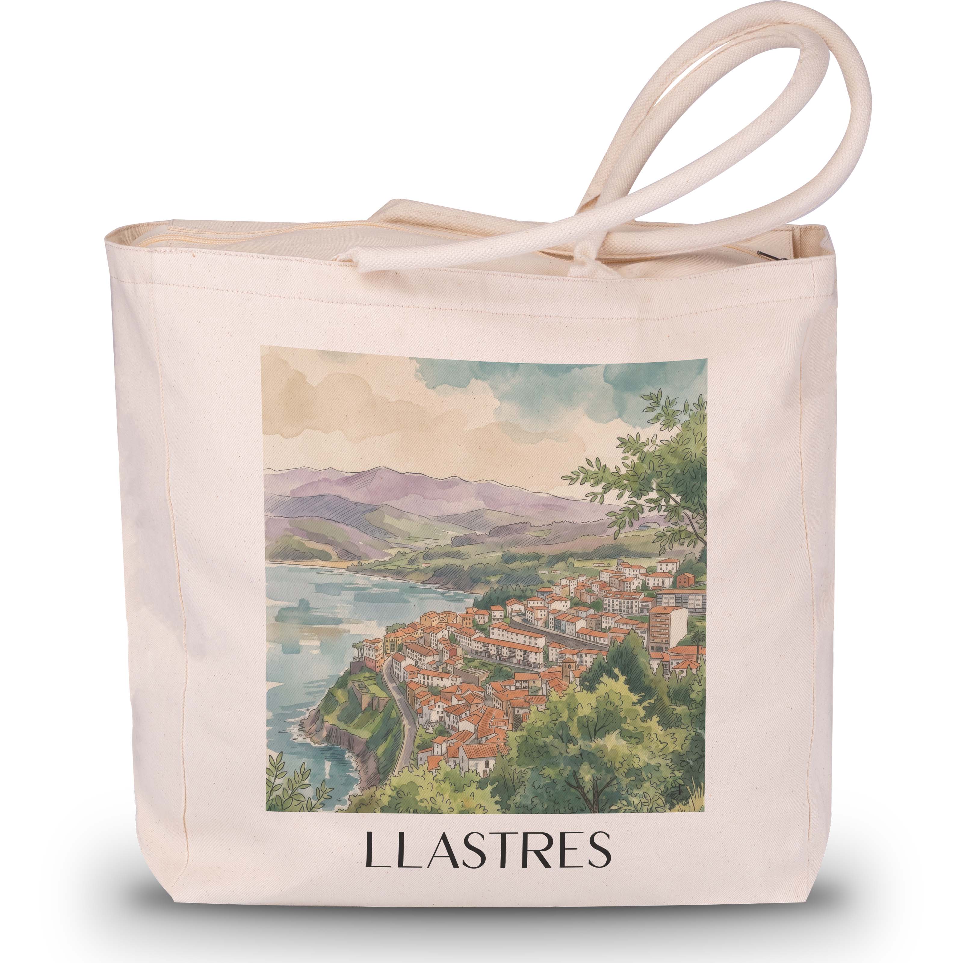 llastres-spanien-spanien-einkaufstasche-aquarell