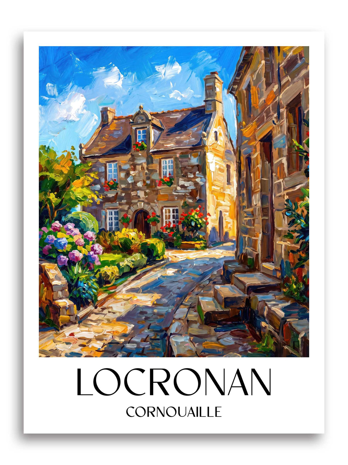 Locronan Poster - Cornouaille - Frankreich Kunstdruck - Ölgemälde von A4 bis A1 - favplace