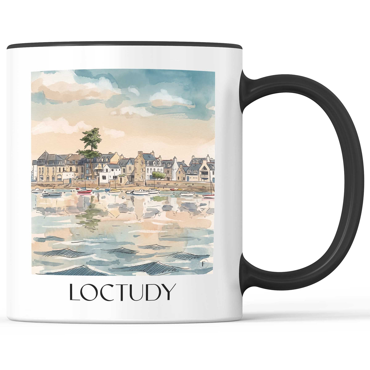 Loctudy Kaffeebecher - Pays Bigouden - Frankreich Becher - Kaffeetasse im Aquarell Stil