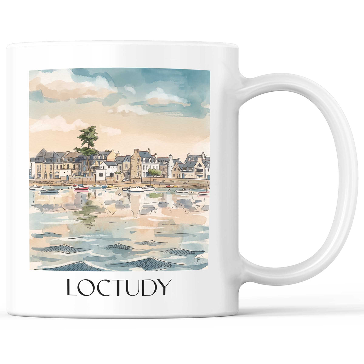 Loctudy Kaffeebecher - Pays Bigouden - Frankreich Becher - Kaffeetasse im Aquarell Stil