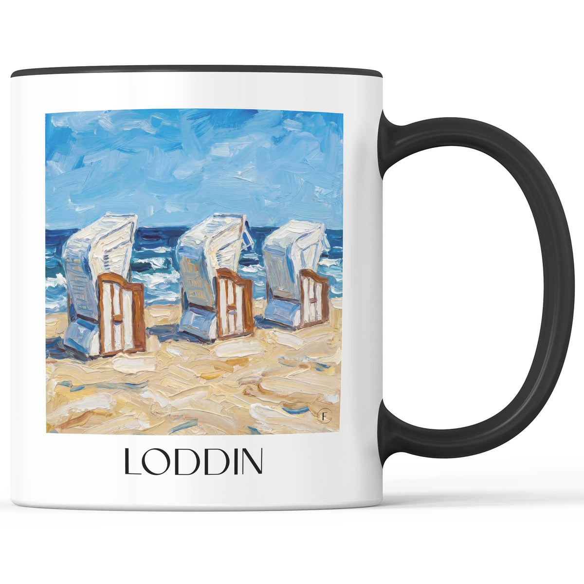 Loddin Kaffeebecher - Usedom - Deutschland Becher - Kaffeetasse im Ölgemälde Stil - favplace