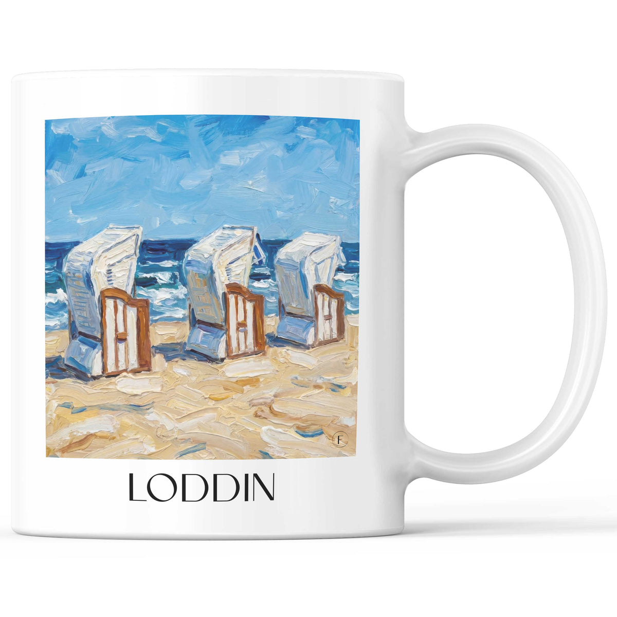 Loddin Kaffeebecher - Usedom - Deutschland Becher - Kaffeetasse im Ölgemälde Stil - favplace
