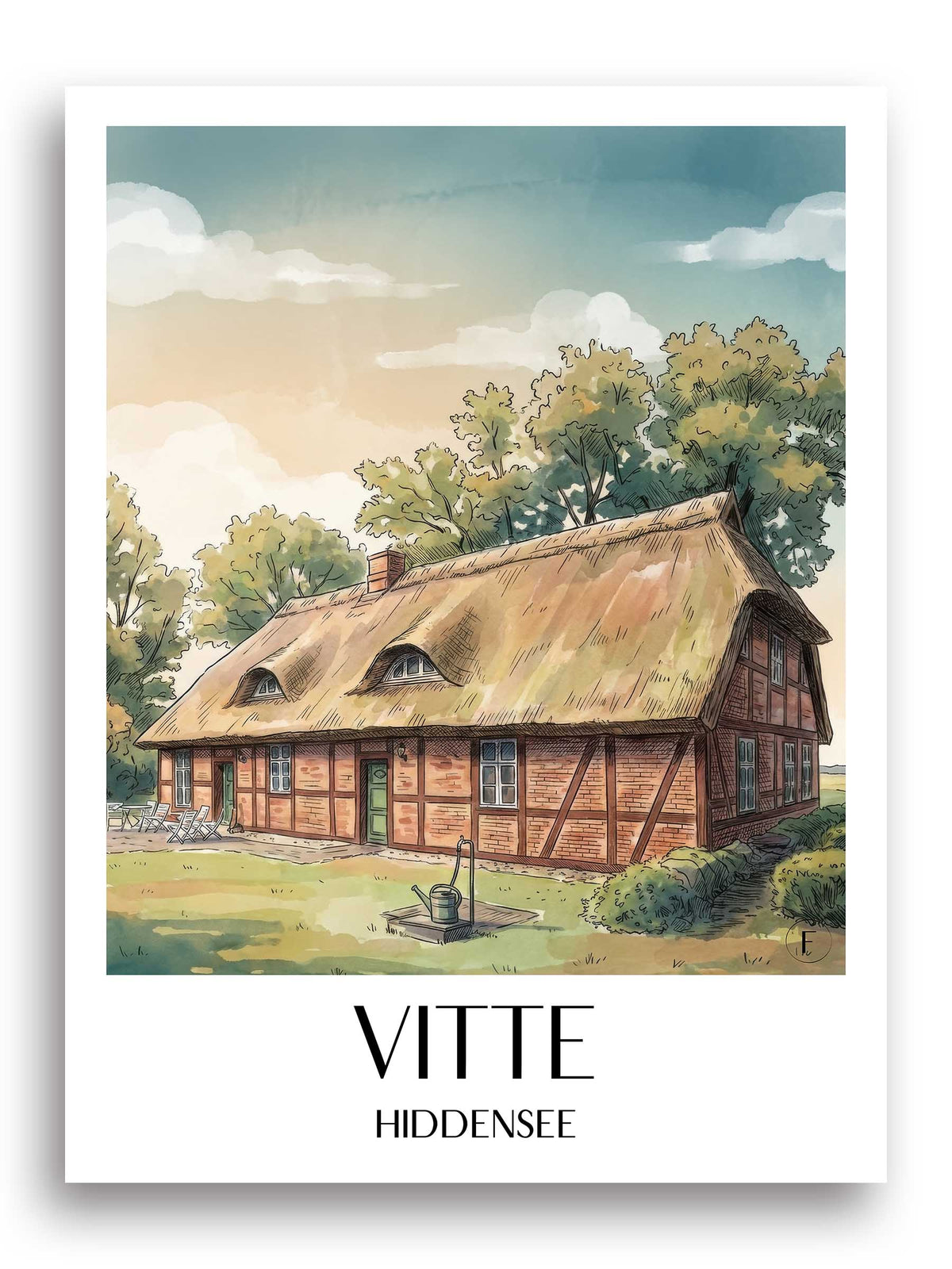 loddin-hiddensee-deutschland-poster-aquarell