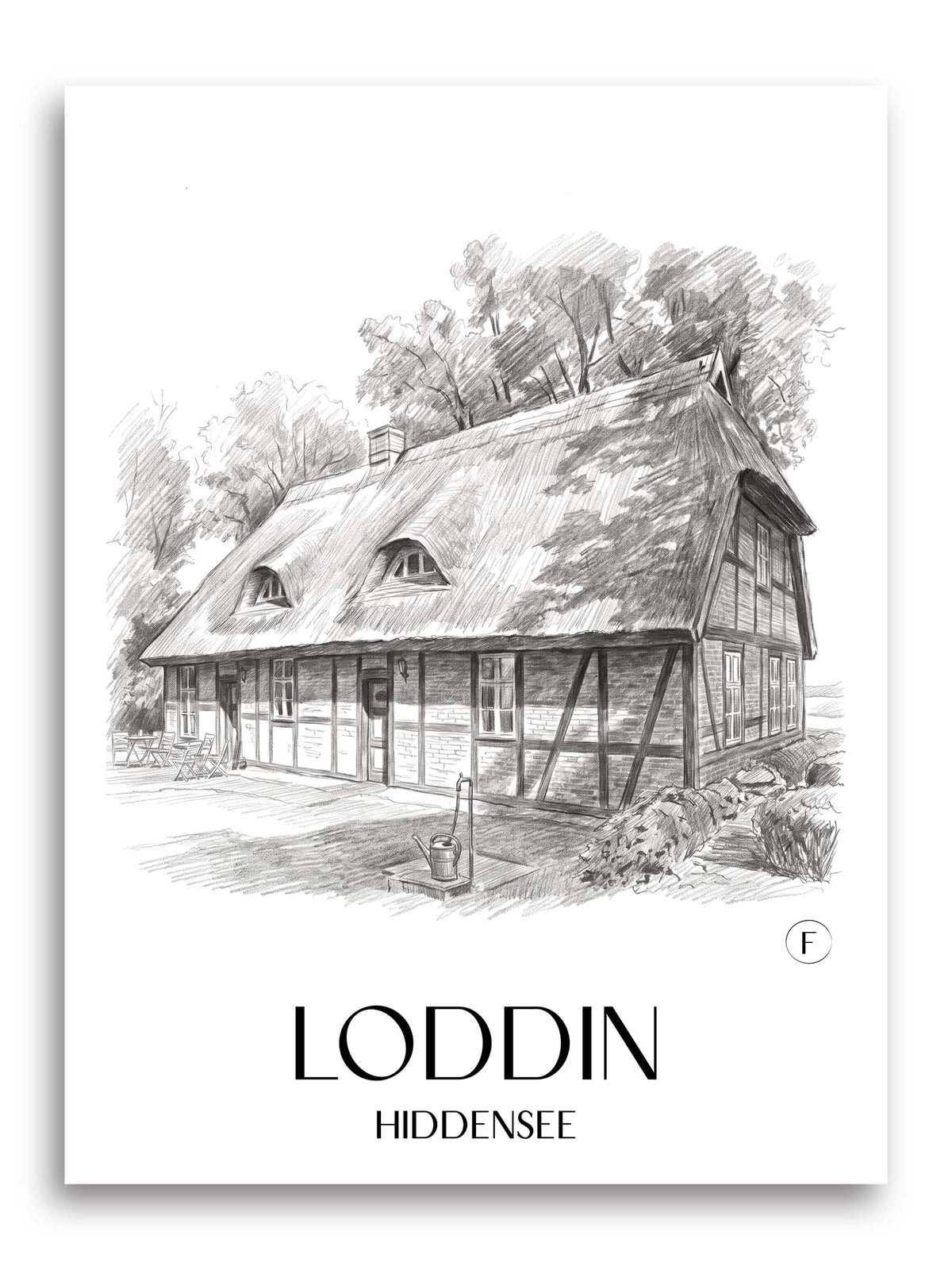 loddin-hiddensee-deutschland-poster-bleistift-zeichnung-drawing