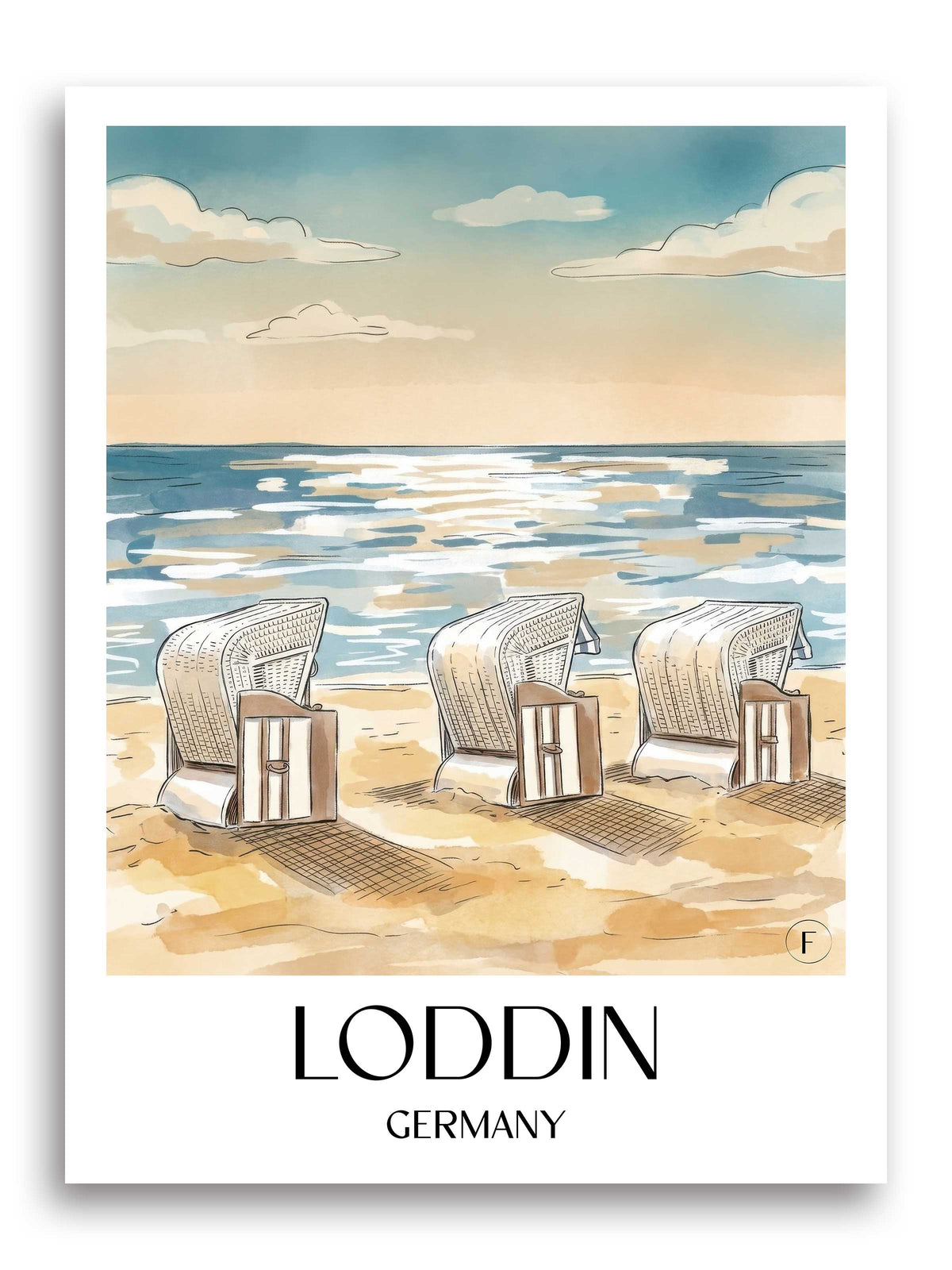 Loddin Poster - Usedom - Deutschland Kunstdruck - Aquarell von A4 bis A1 - favplace