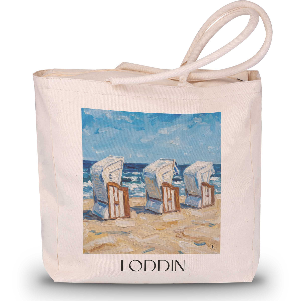 Loddin Shopping Tasche - Usedom - Deutschland Tote Bag - Einkaufstasche im Ölgemälde Stil - favplace