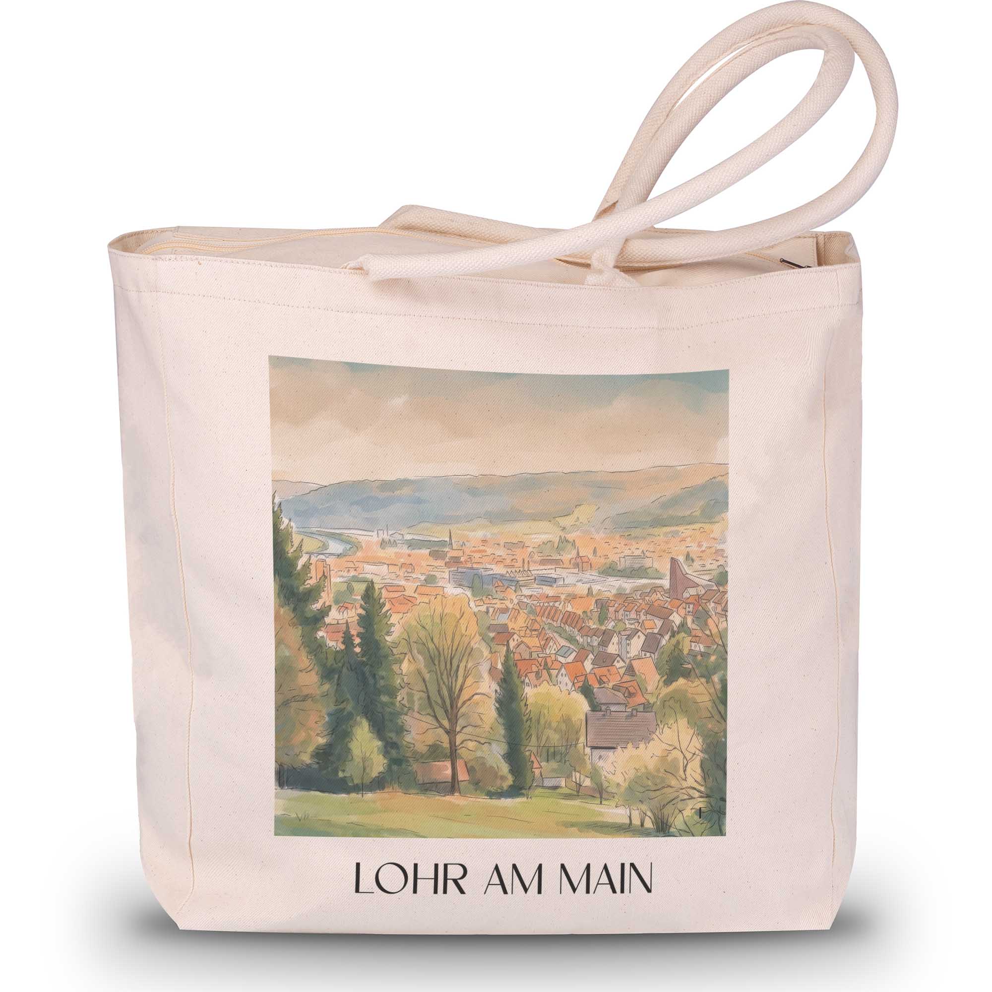 Lohr am Main Shopping Tasche - Unterfranken - Deutschland Tote Bag - Einkaufstasche im Aquarell Stil - favplace