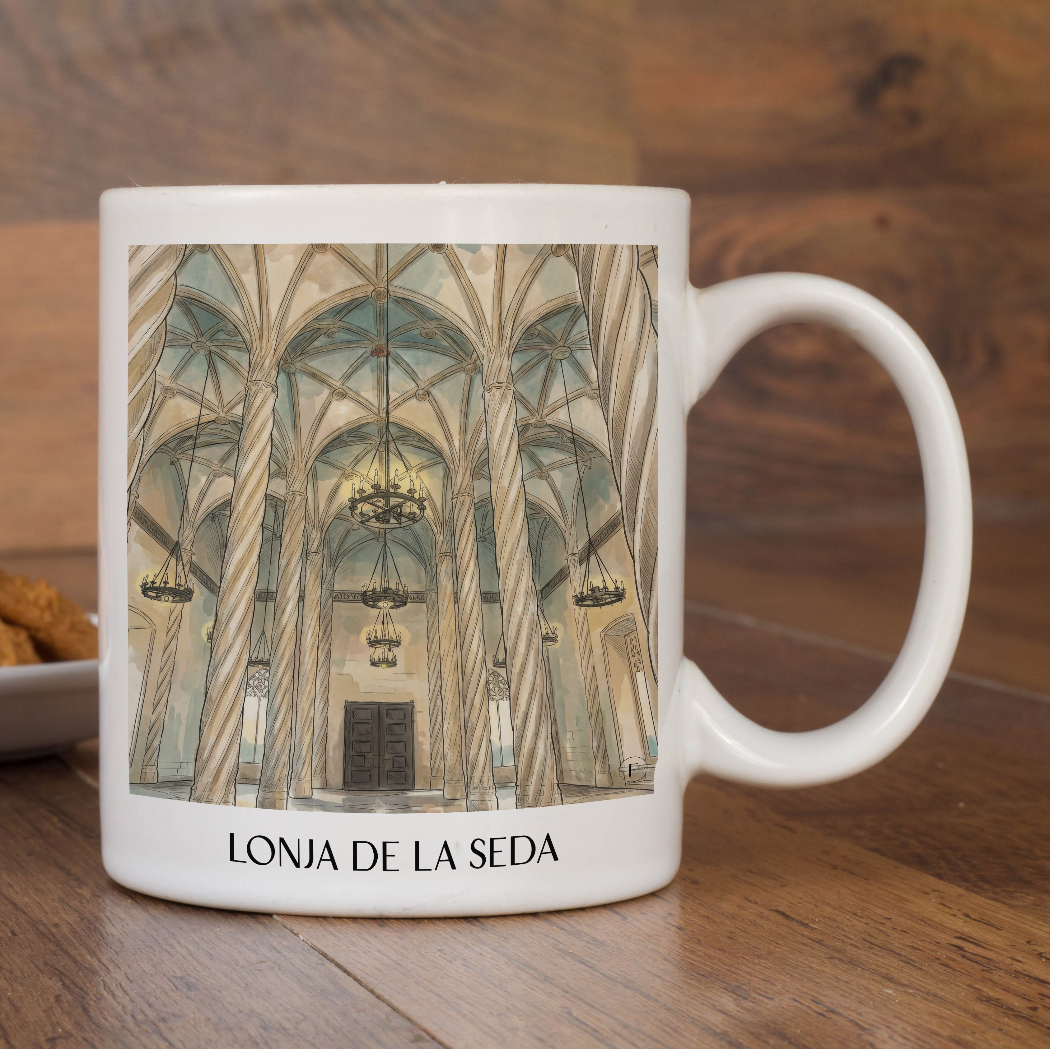 lonja-de-la-seda-valencia-spanien-kaffeebecher-aquarell